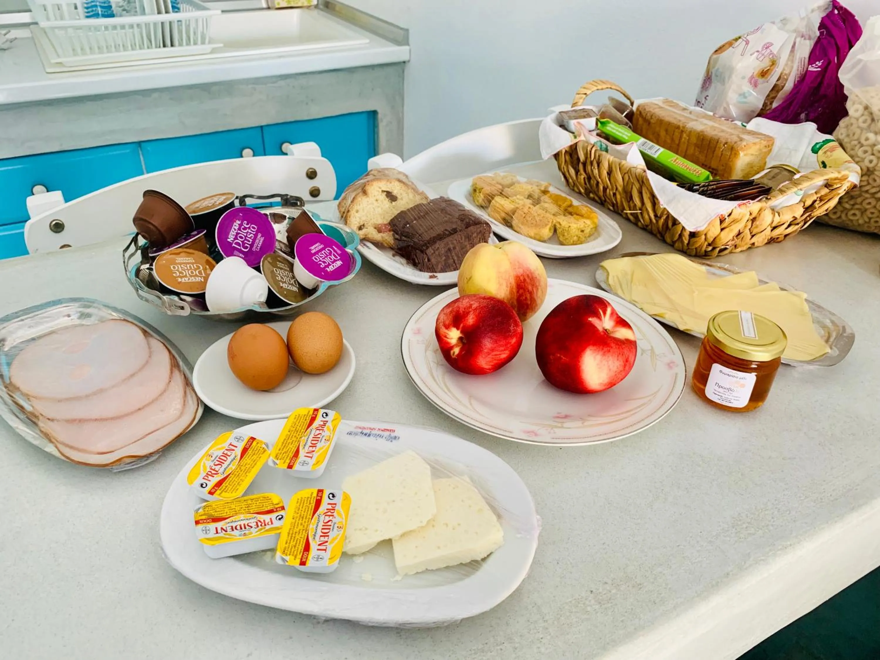 Continental breakfast in Drouga's Studios & Suites Astypalaia Greece