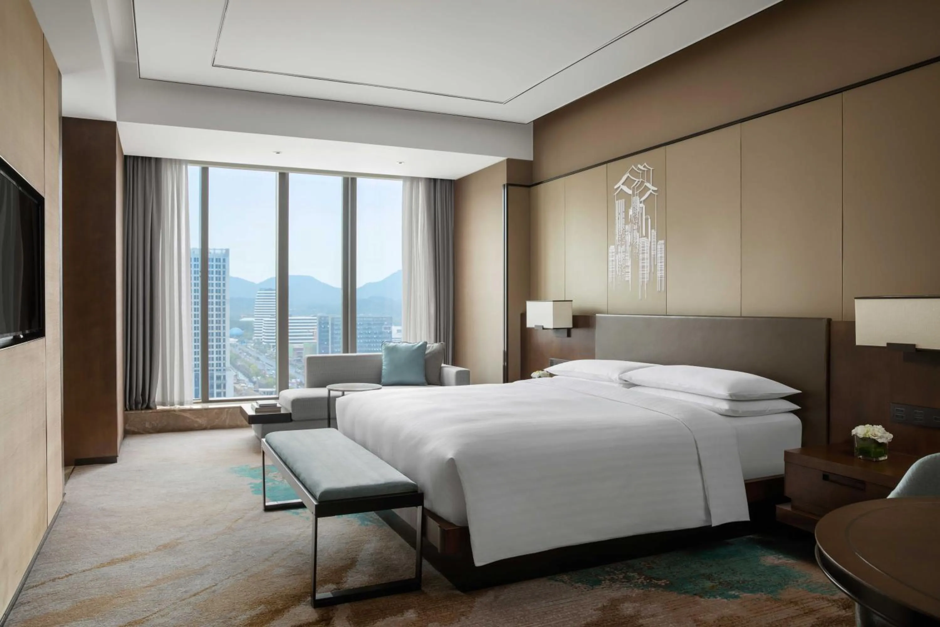 Bed in Hangzhou Marriott Hotel Lin'an