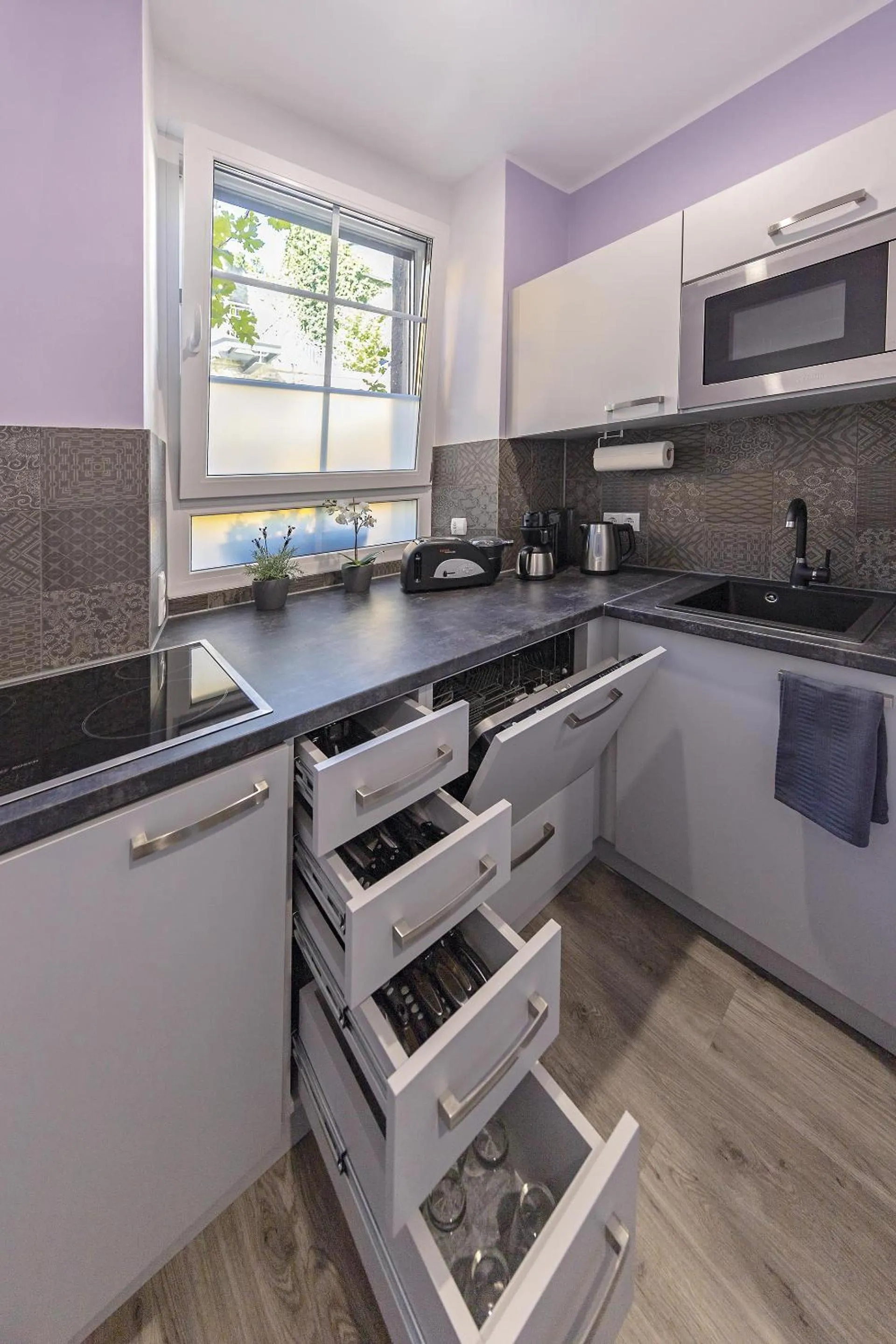 Kitchen or kitchenette in Apartmenthaus Burgenheimat in Rhens bei Koblenz