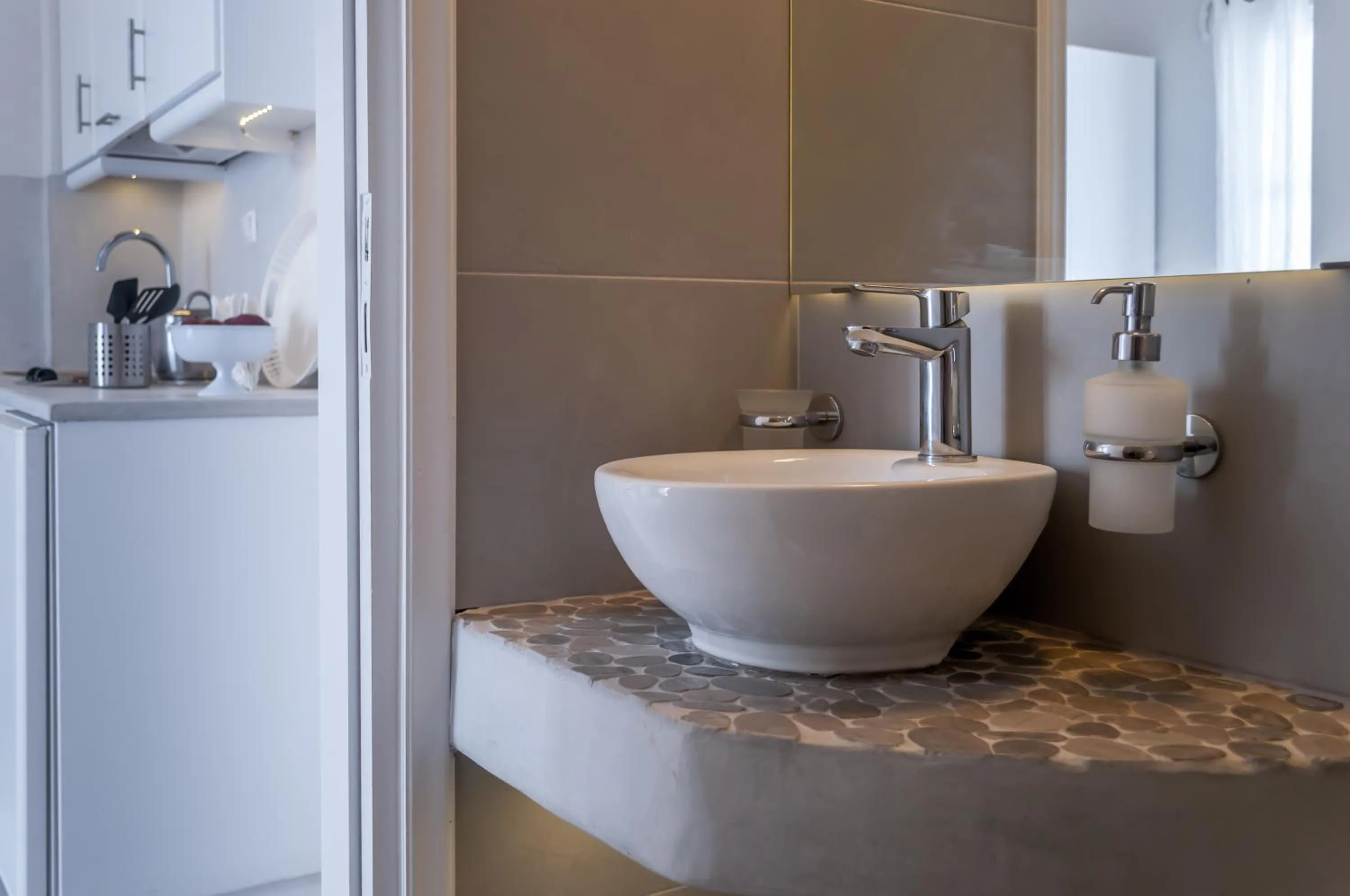 Bathroom in Milos Bay Suites