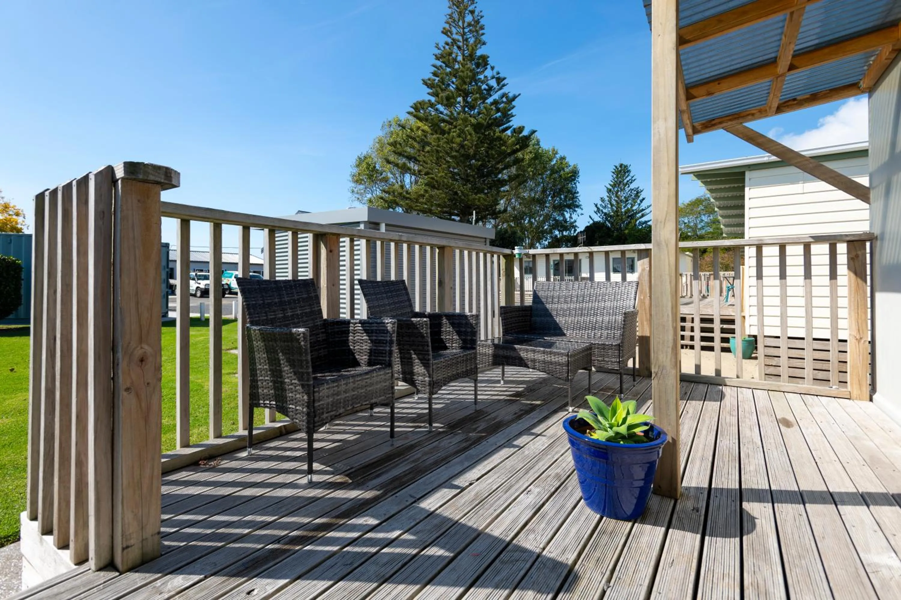 Patio in Riverside Whakatane Holiday Park