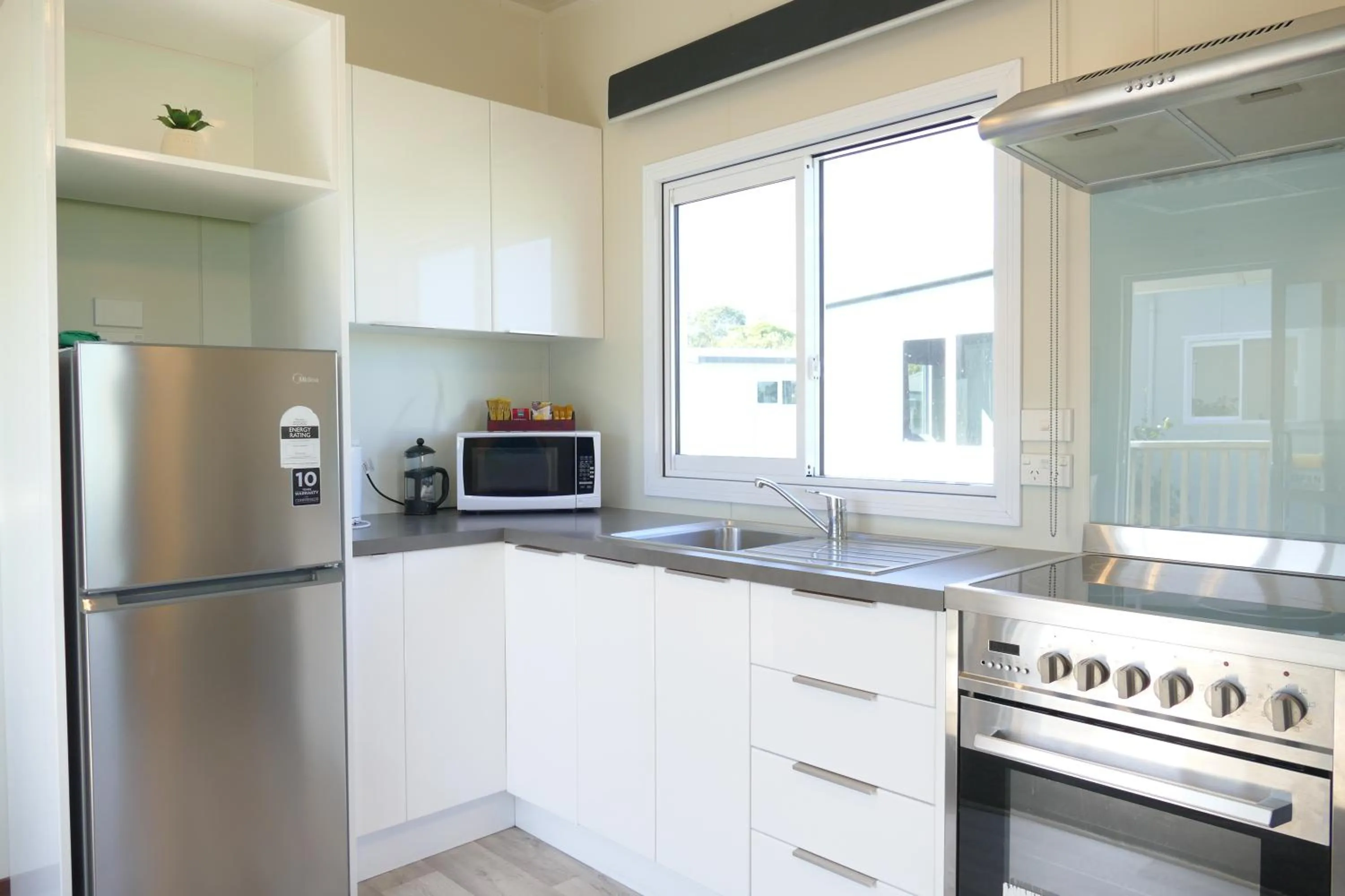 kitchen in Riverside Whakatane Holiday Park