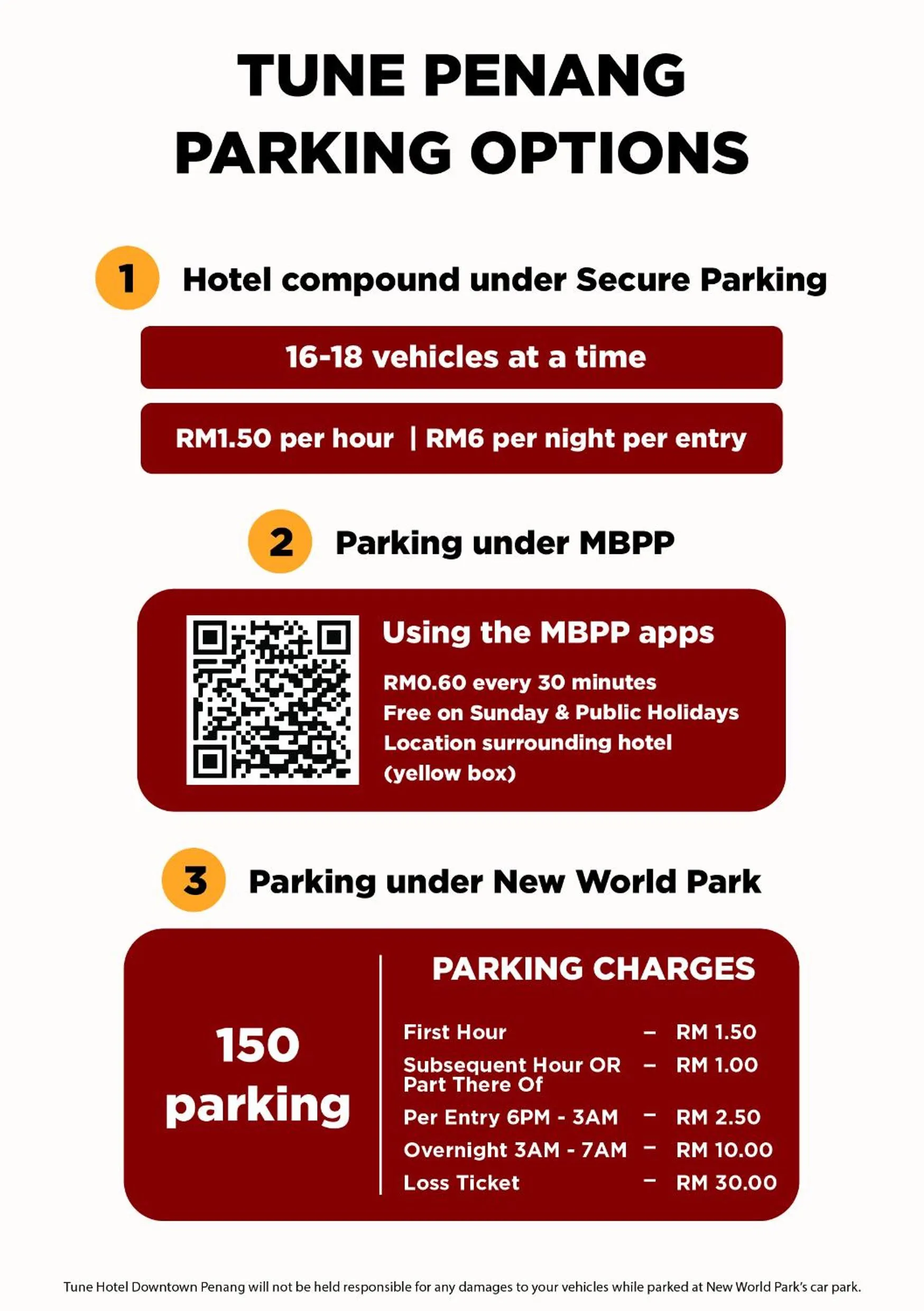 Parking in Tune Hotel Georgetown Penang
