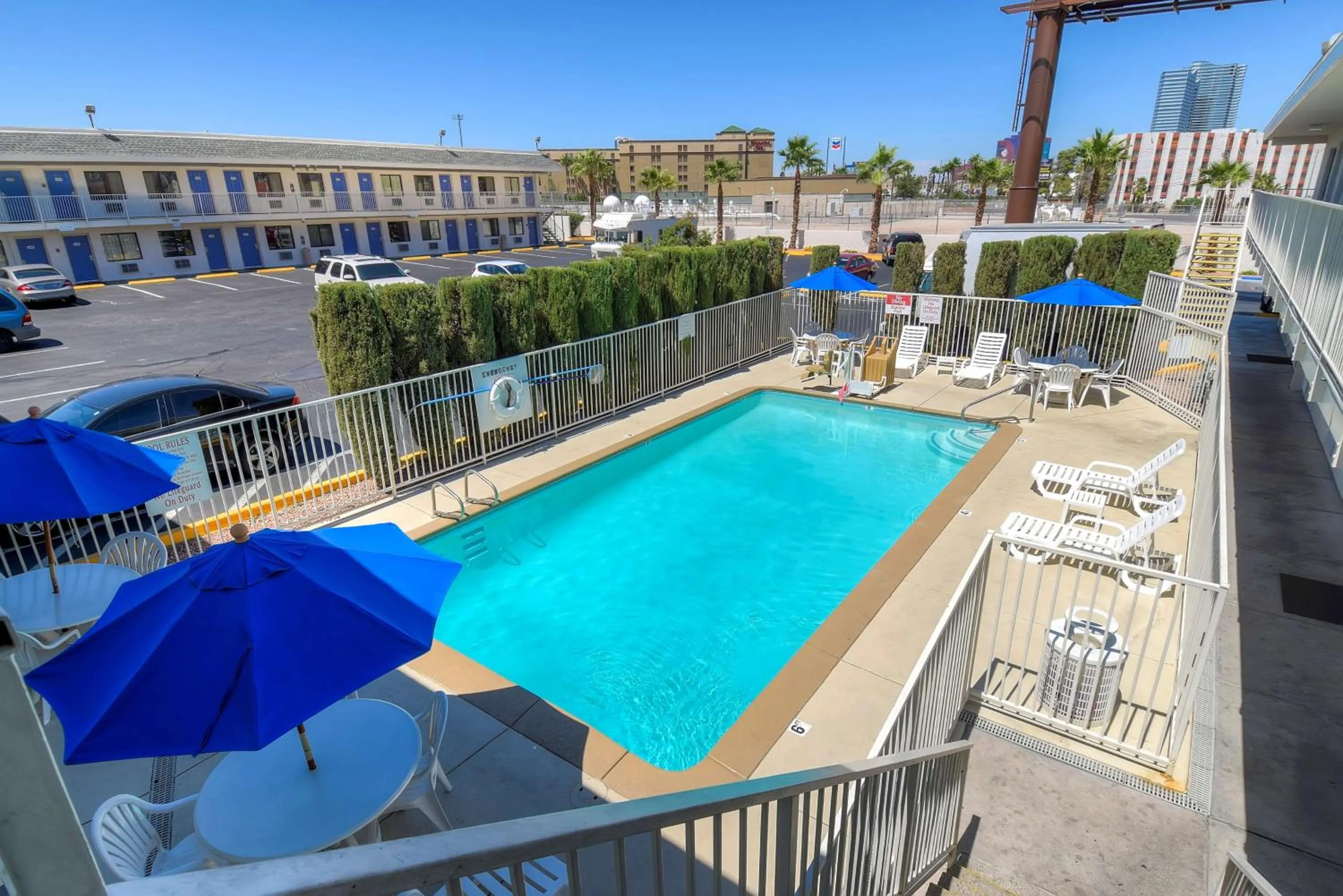 Pool view in Motel 6 Las Vegas, NV – I-15 Stadium