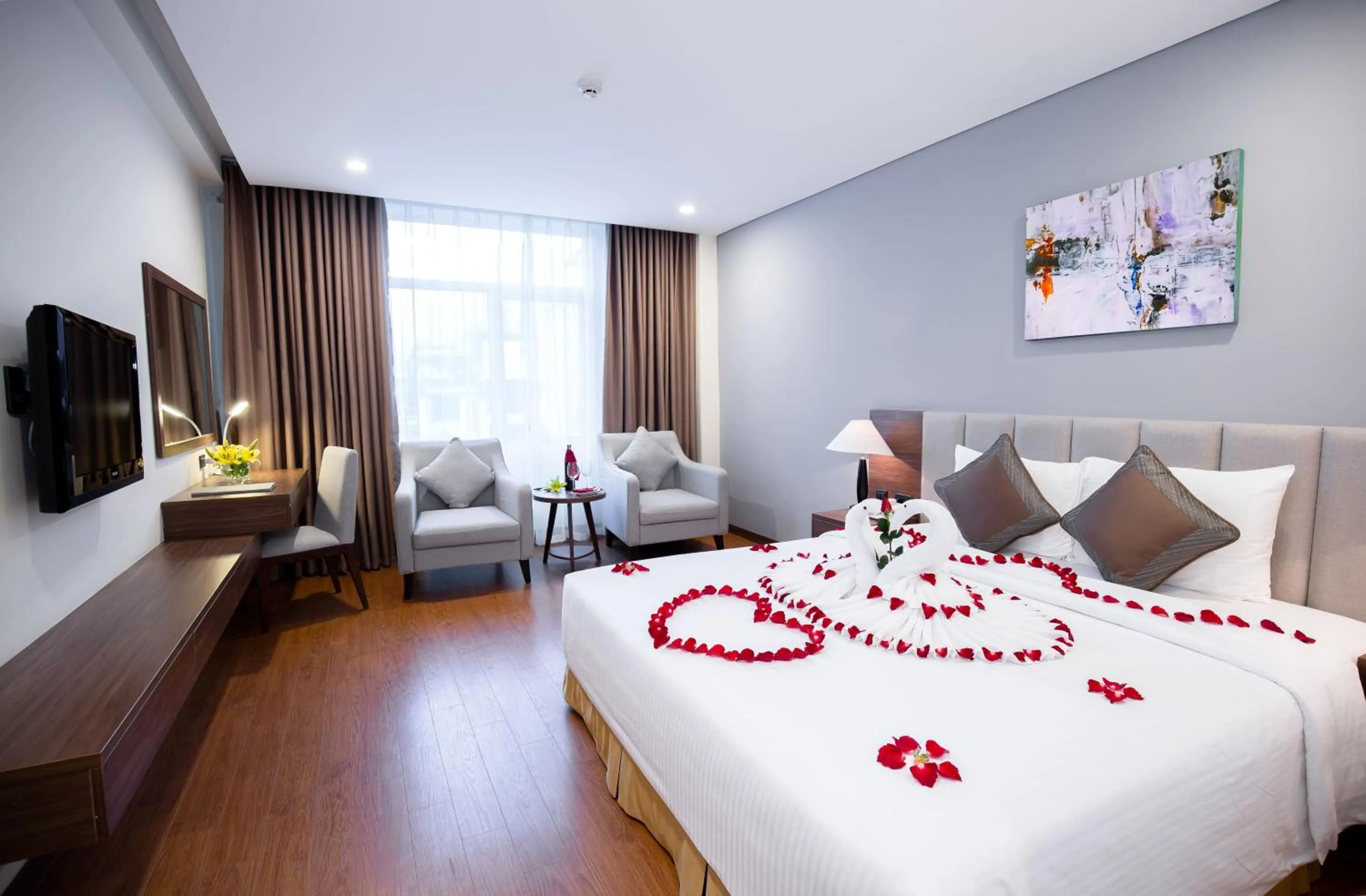Bed in Muong Thanh Sapa Hotel