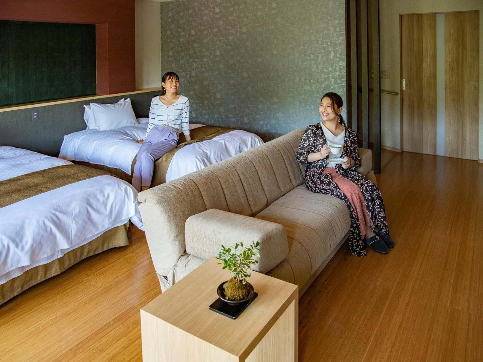 Bed in Hotel Oyanagi