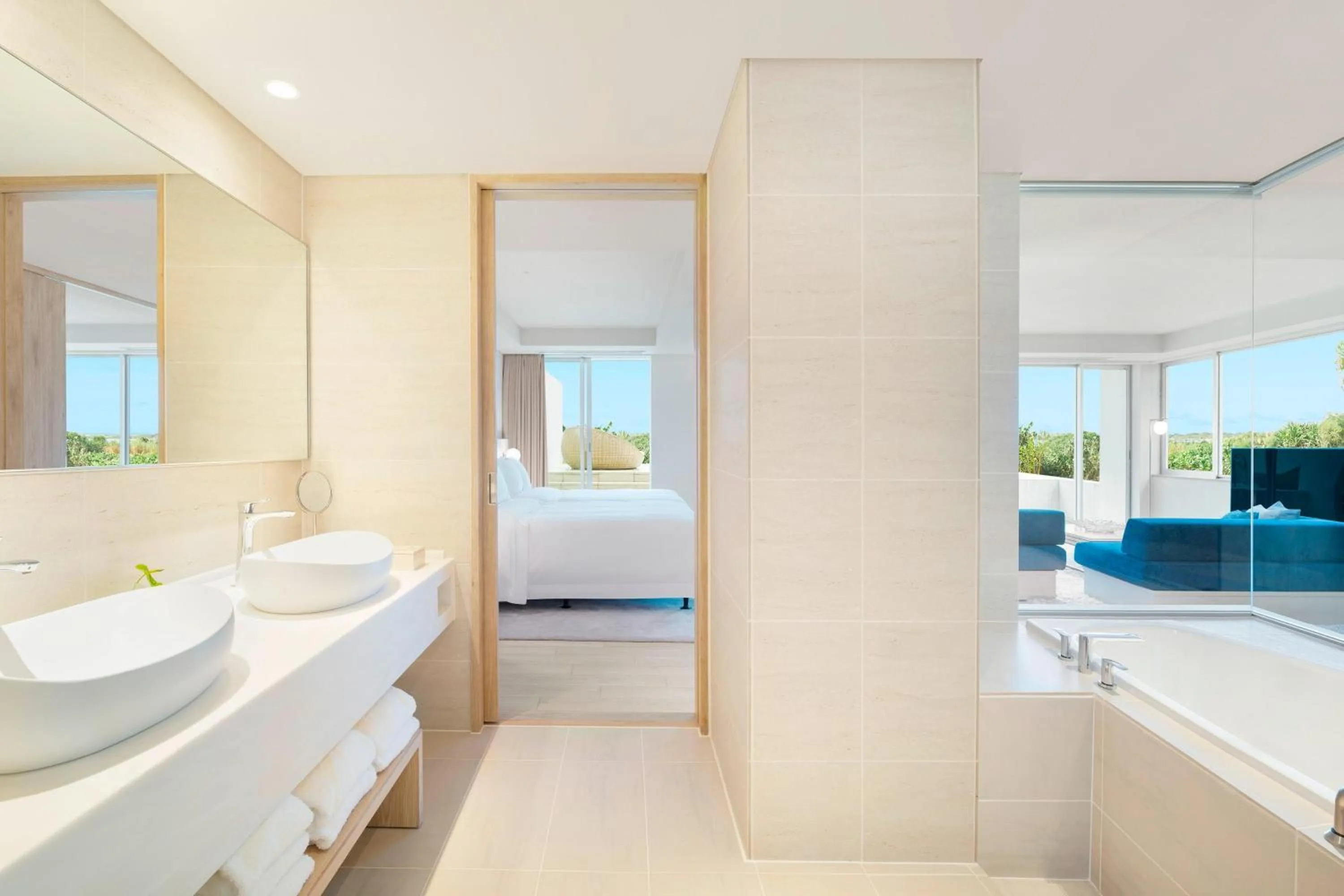 Bathroom, Bed in IRAPH SUI, a Luxury Collection Hotel, Miyako Okinawa