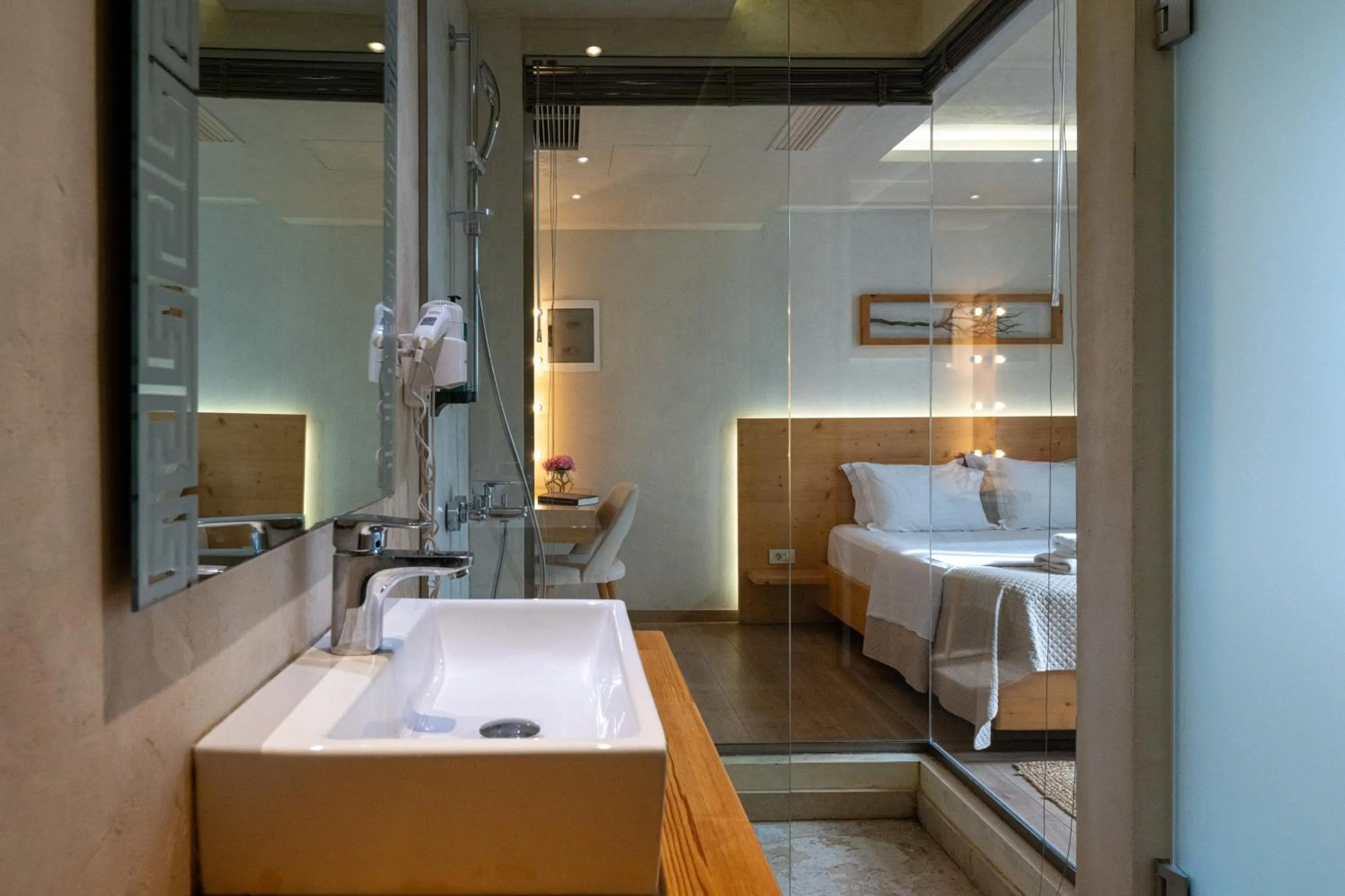 Bathroom, Bed in Panellinion Luxury Rooms