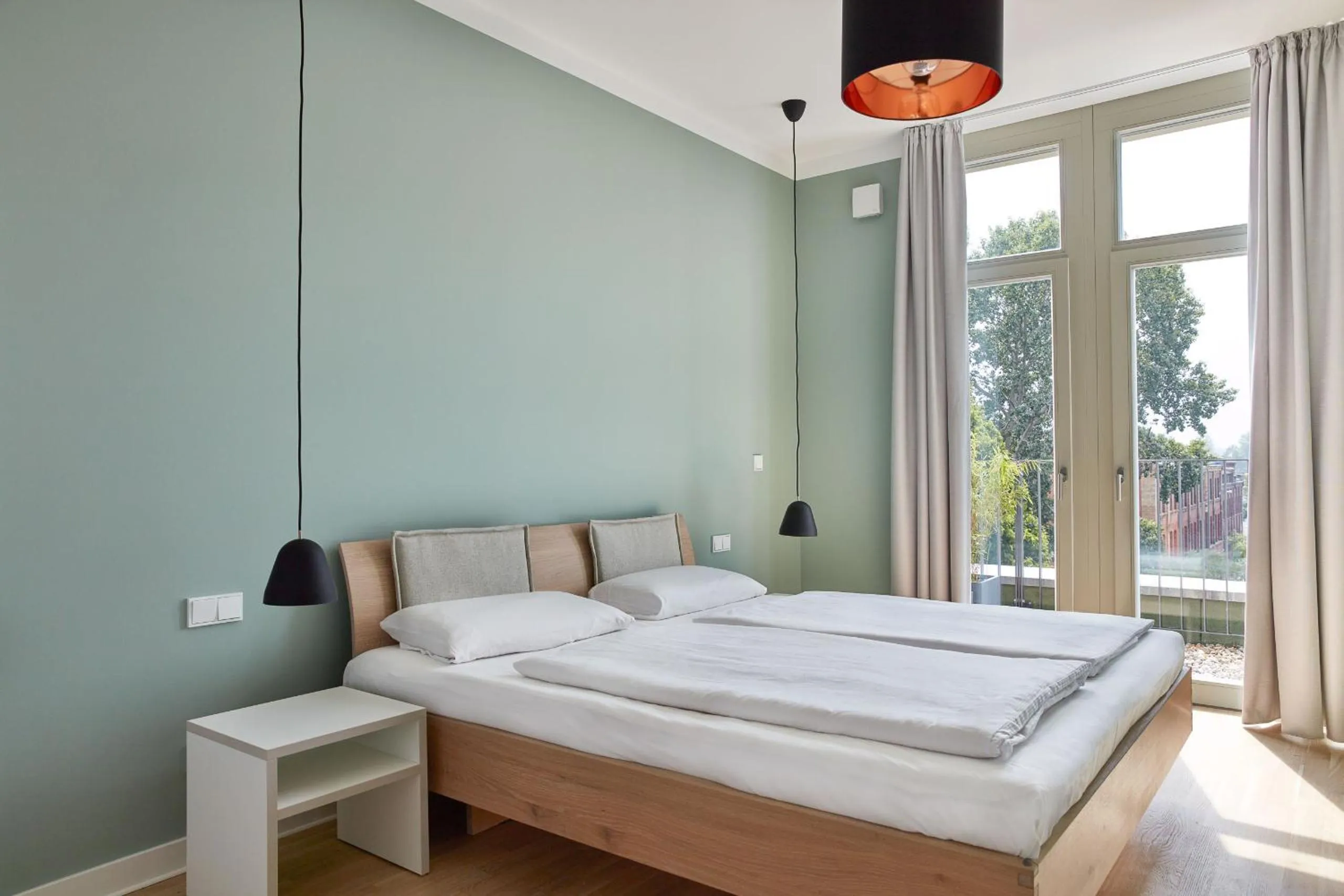 Bedroom, Bed in Park Penthouses Insel Eiswerder by Suite030
