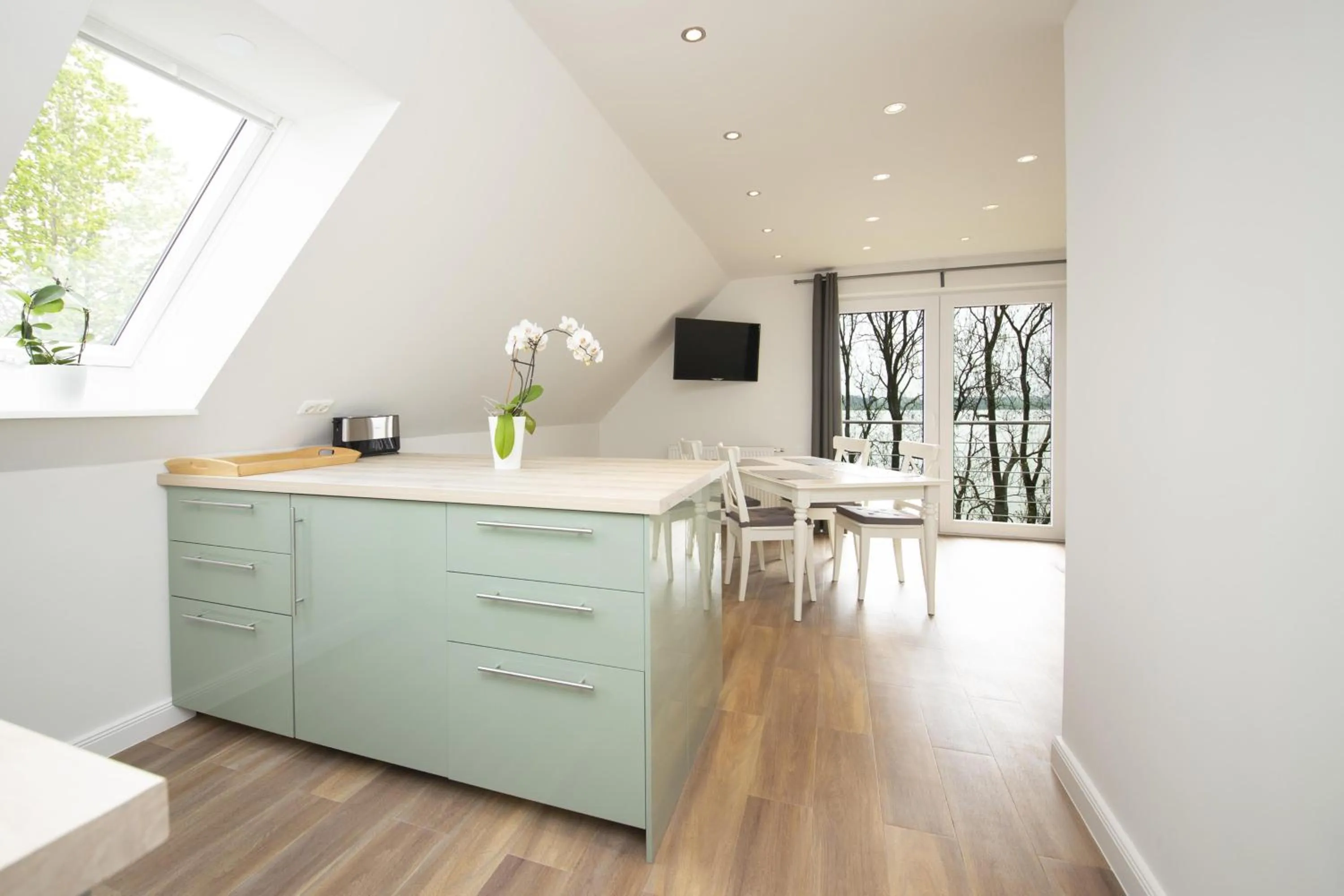 Kitchen or kitchenette in Appartementhaus Schleiblick