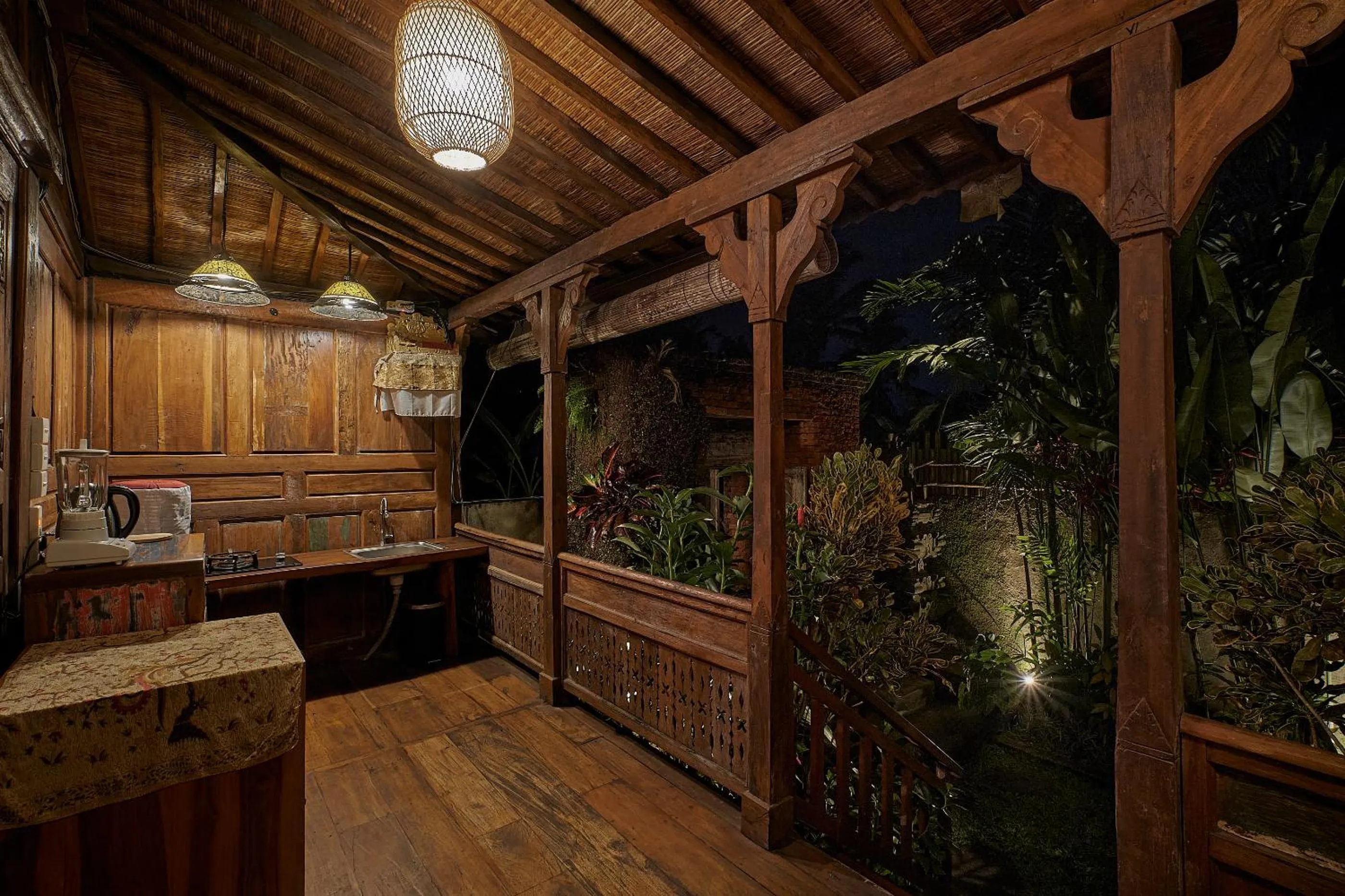 kitchen in Kawan Antique Ubud Villa