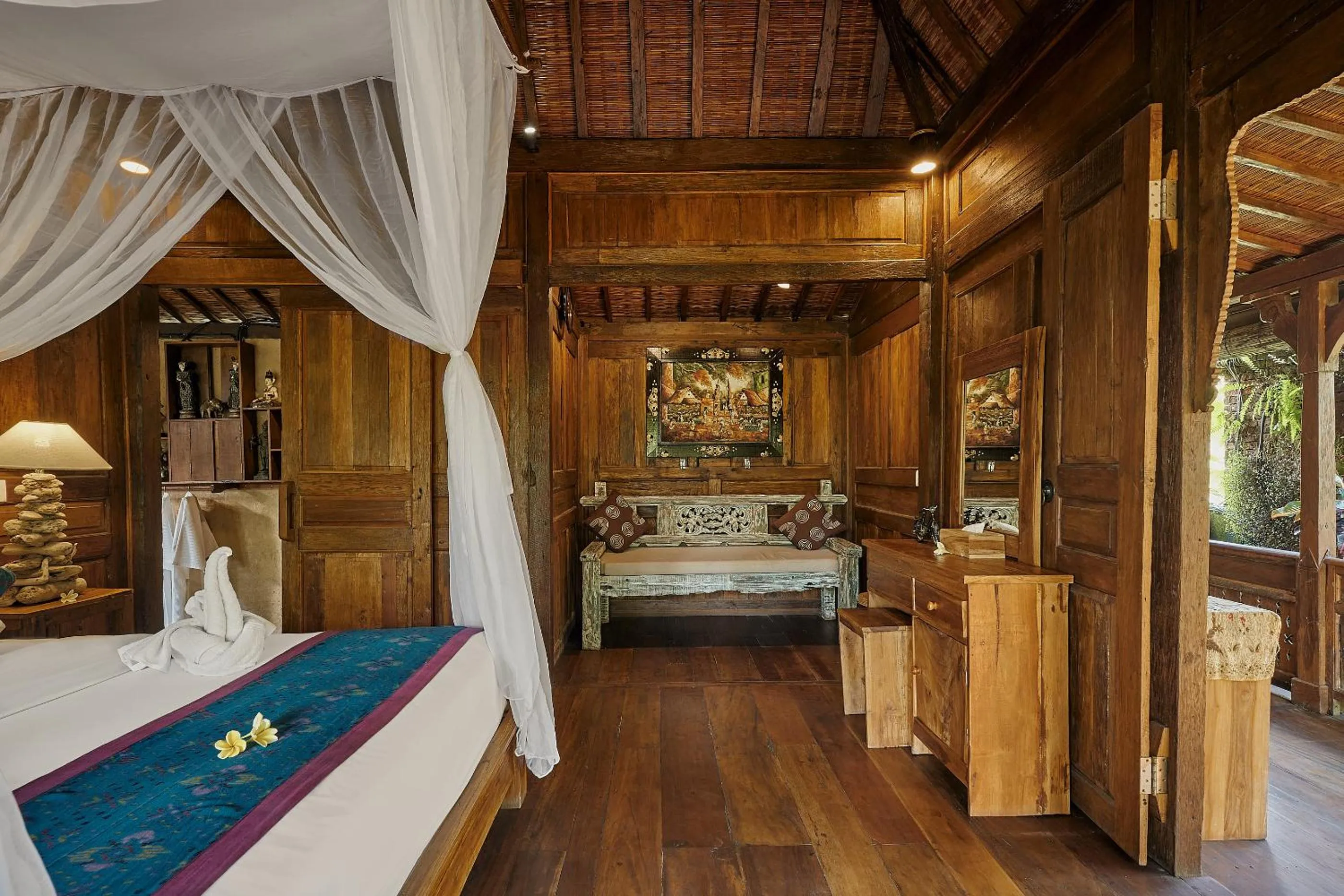 Living room, Bed in Kawan Antique Ubud Villa