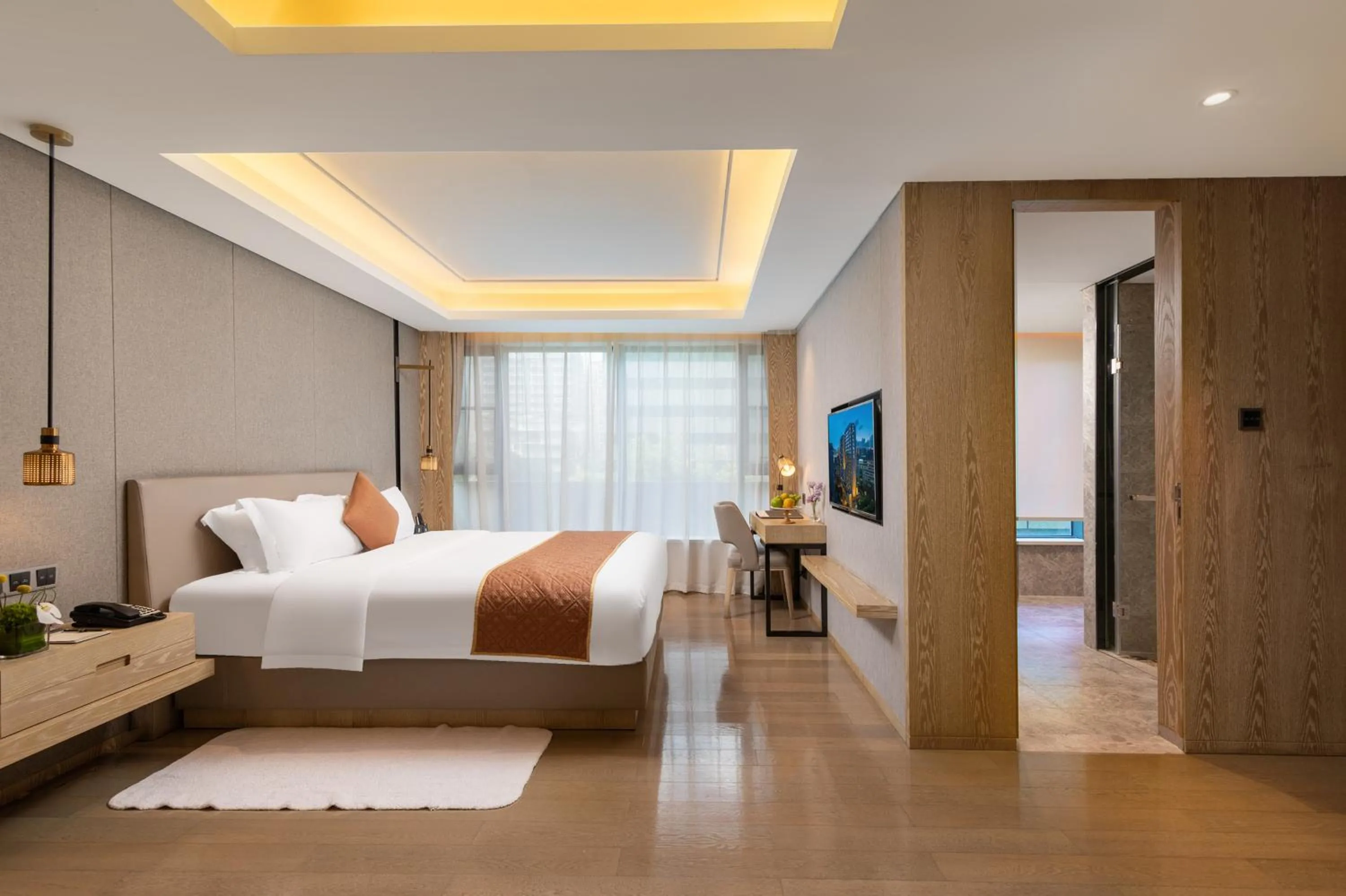 Bedroom, Bed in Shenzhen FY Hotel