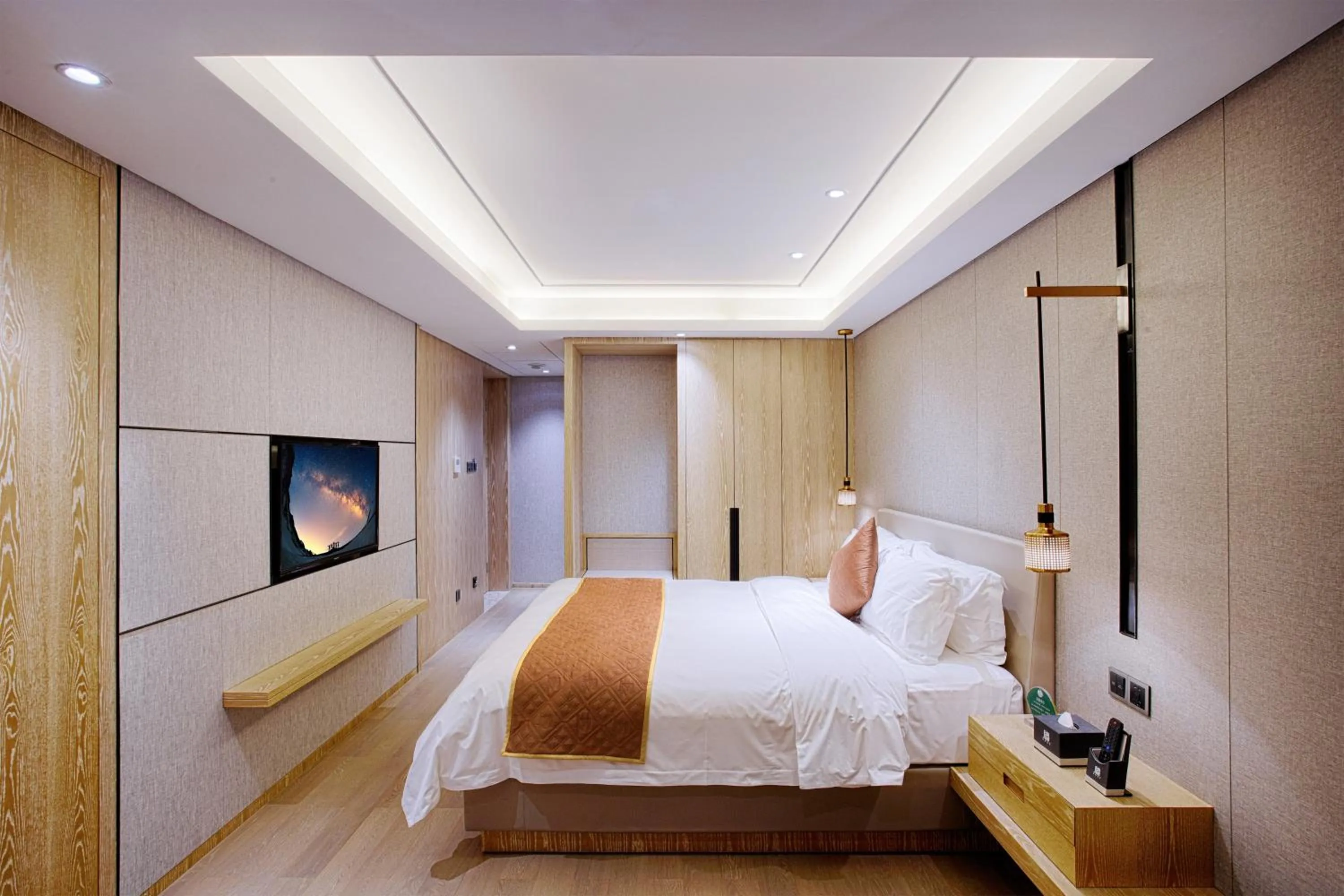 Decorative detail, Bed in Shenzhen FY Hotel