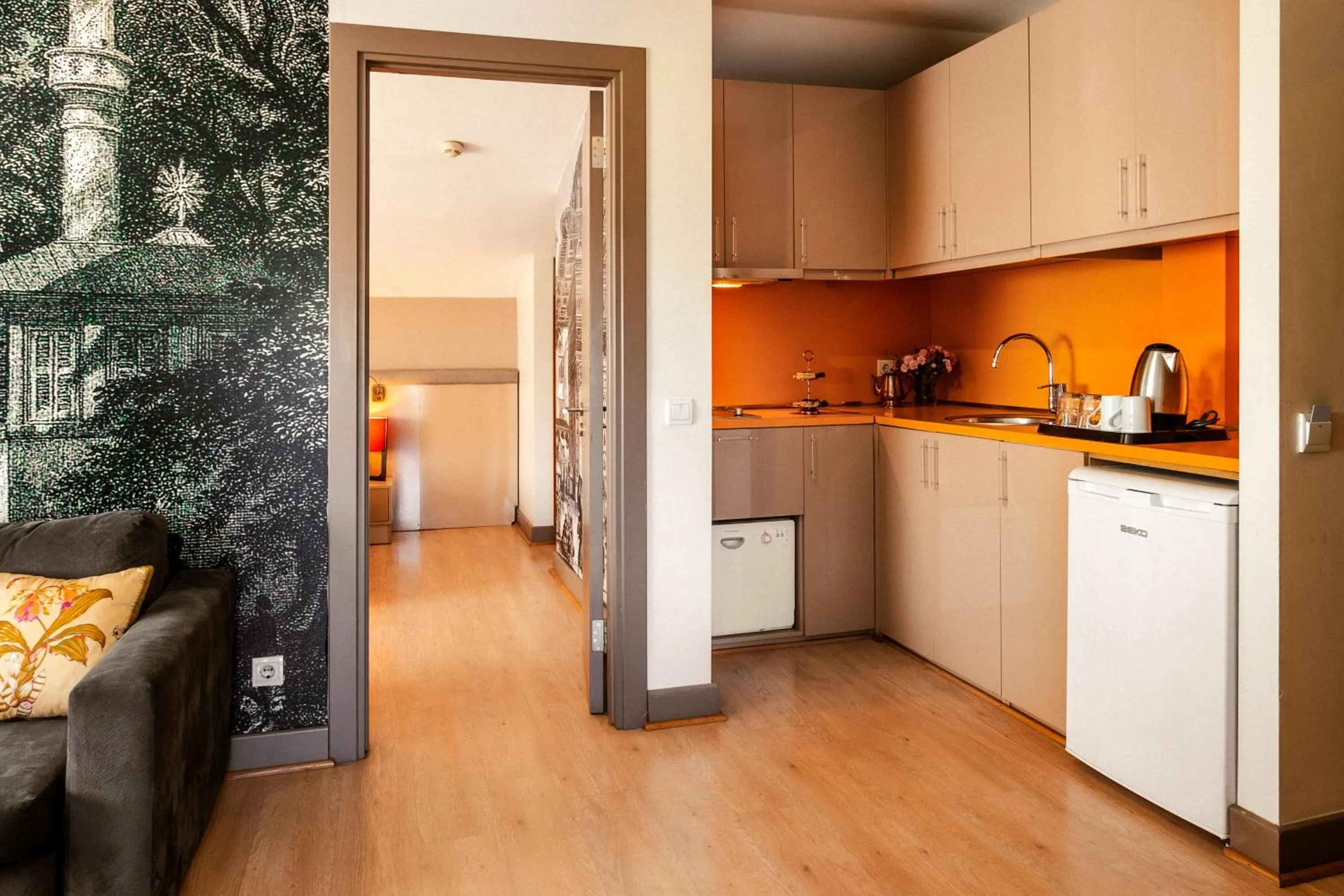 Kitchen or kitchenette in Cheya Beşiktaş Istanbul Bosphorus City Center Hotel & Suites