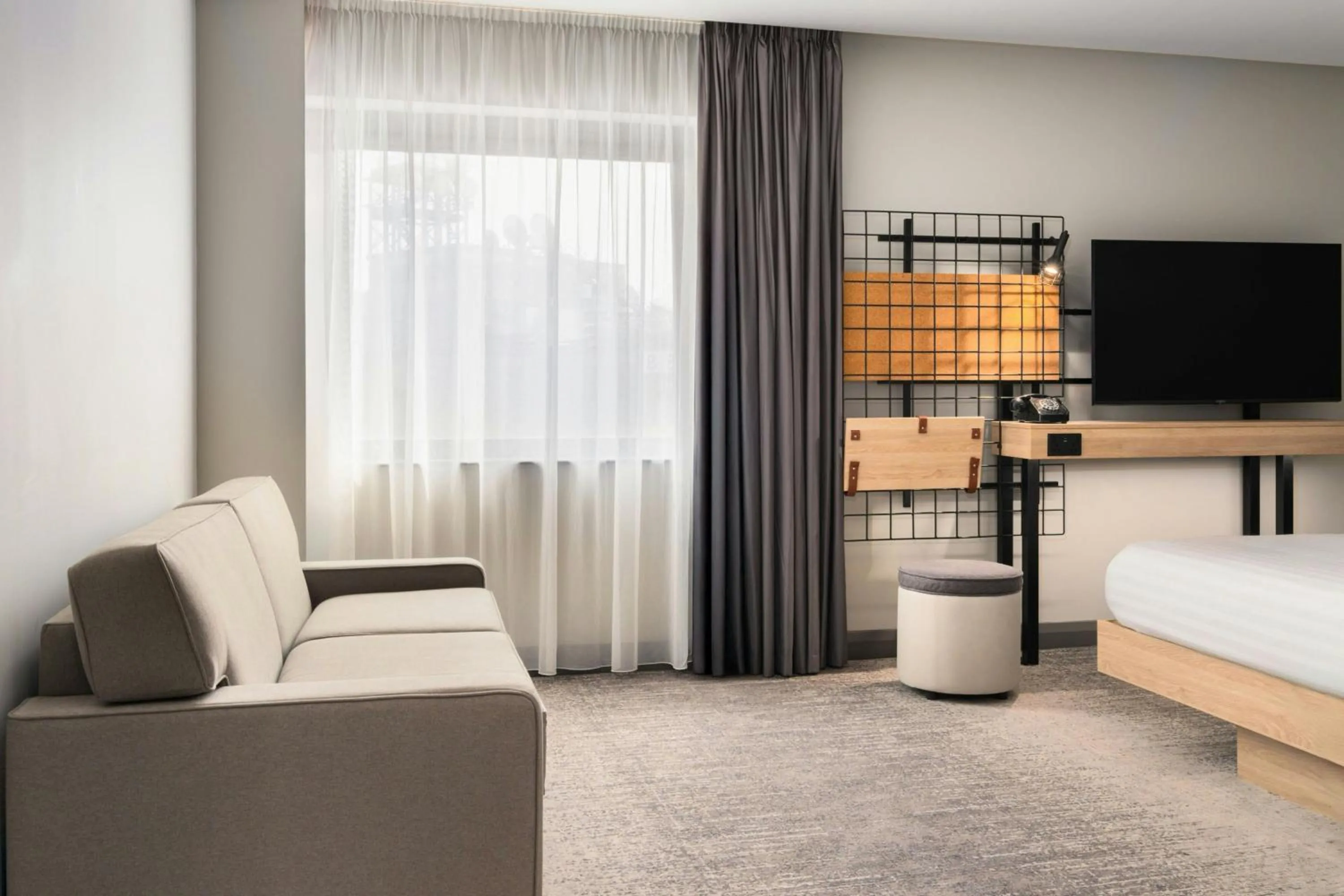 Photo of the whole room, Bed in Moxy Belfast City