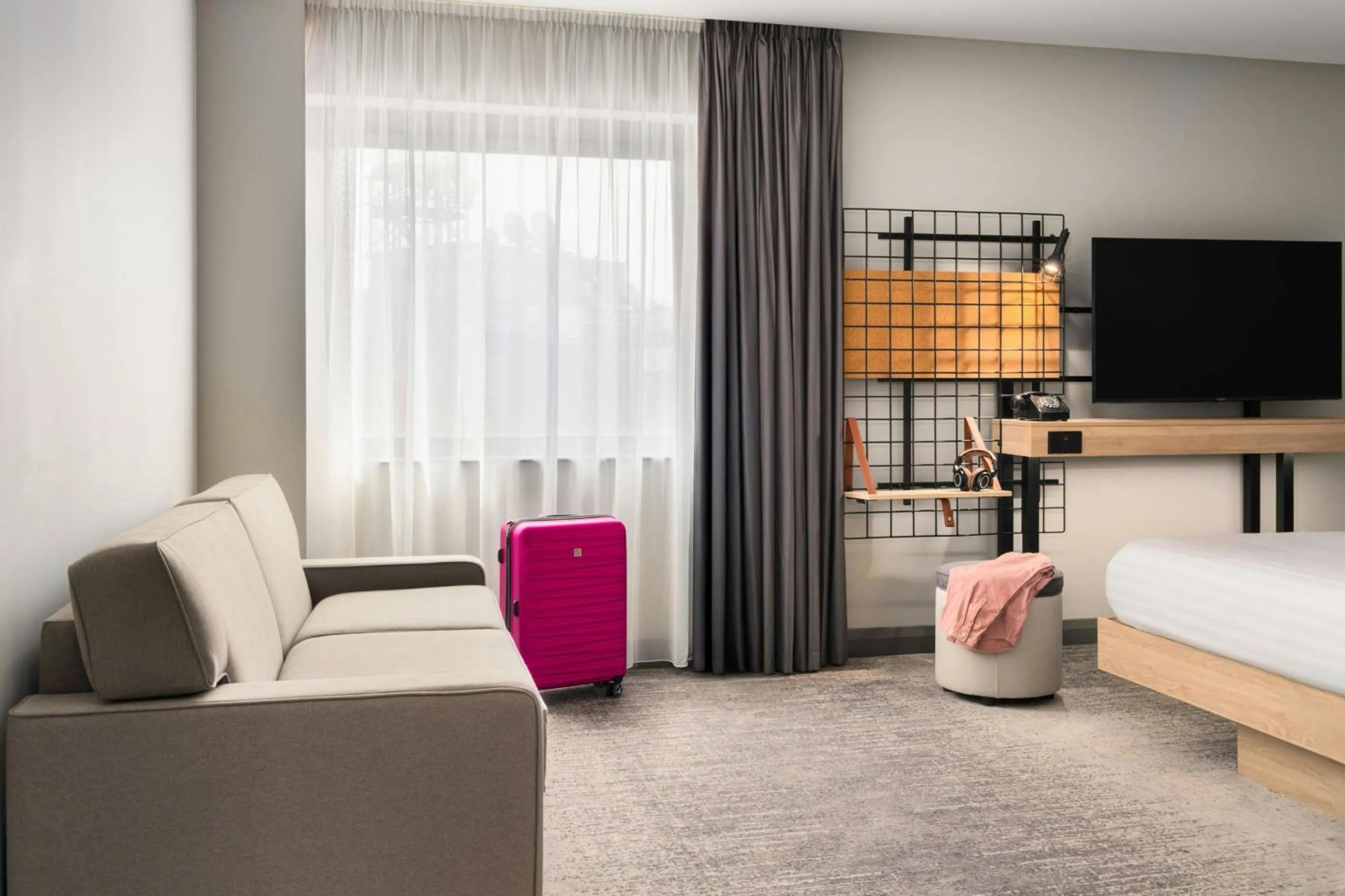 Photo of the whole room, Bed in Moxy Belfast City