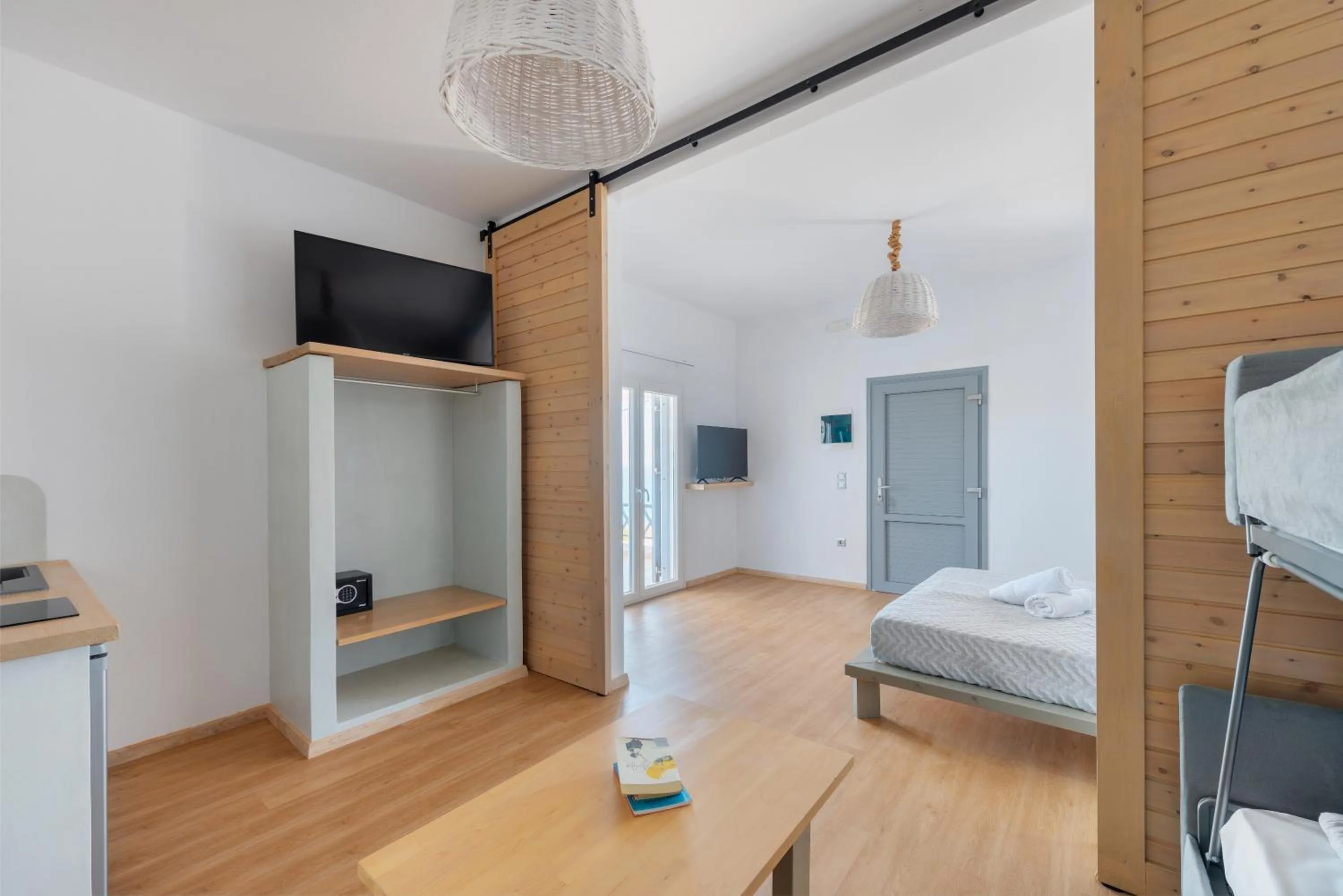 Communal lounge/ TV room, Bed in Aegean Paradiso Vacation Club - "Adults Only"