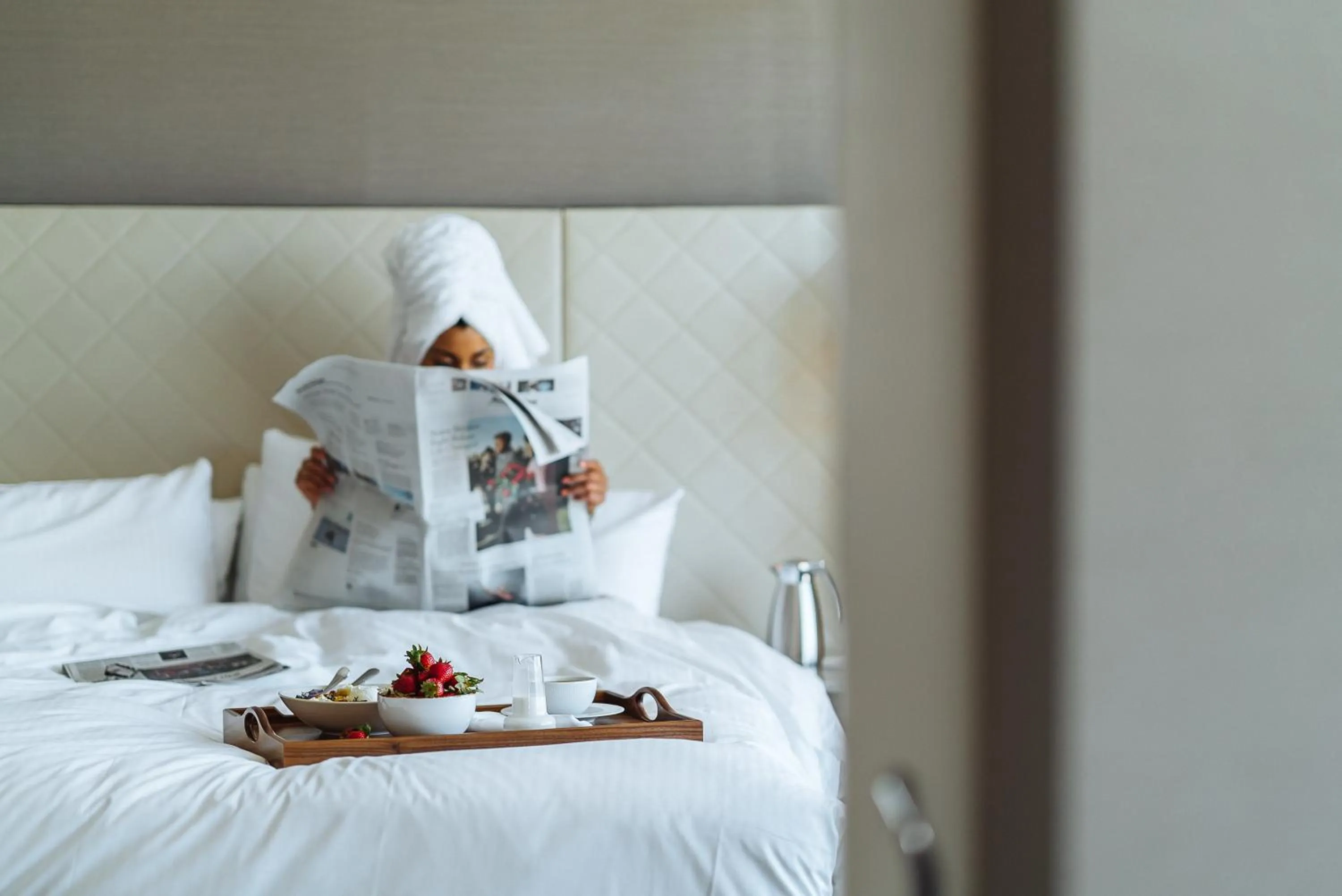 Bed in Fairmont Vancouver Airport In-Terminal Hotel