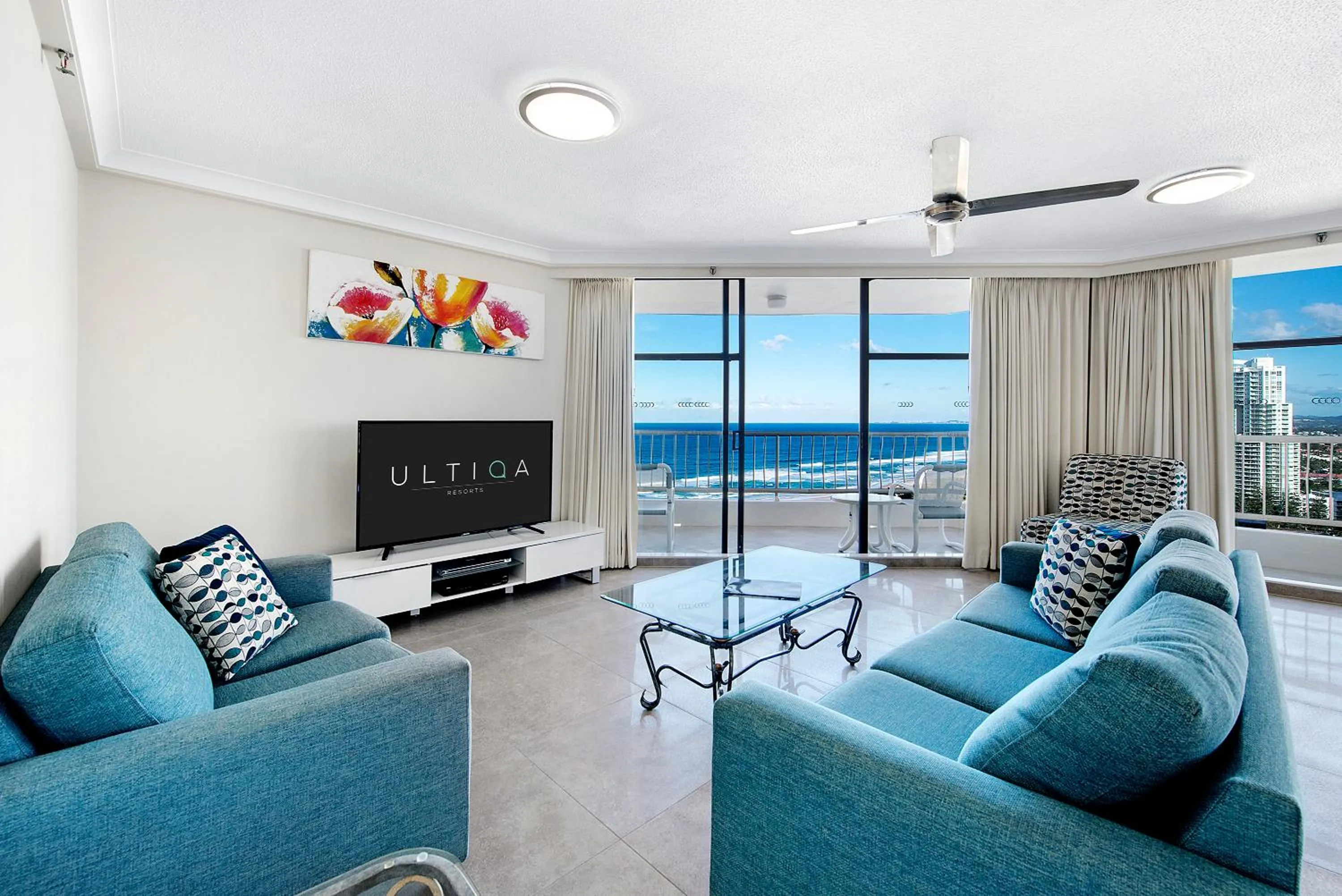 Living room in ULTIQA Beach Haven on Broadbeach