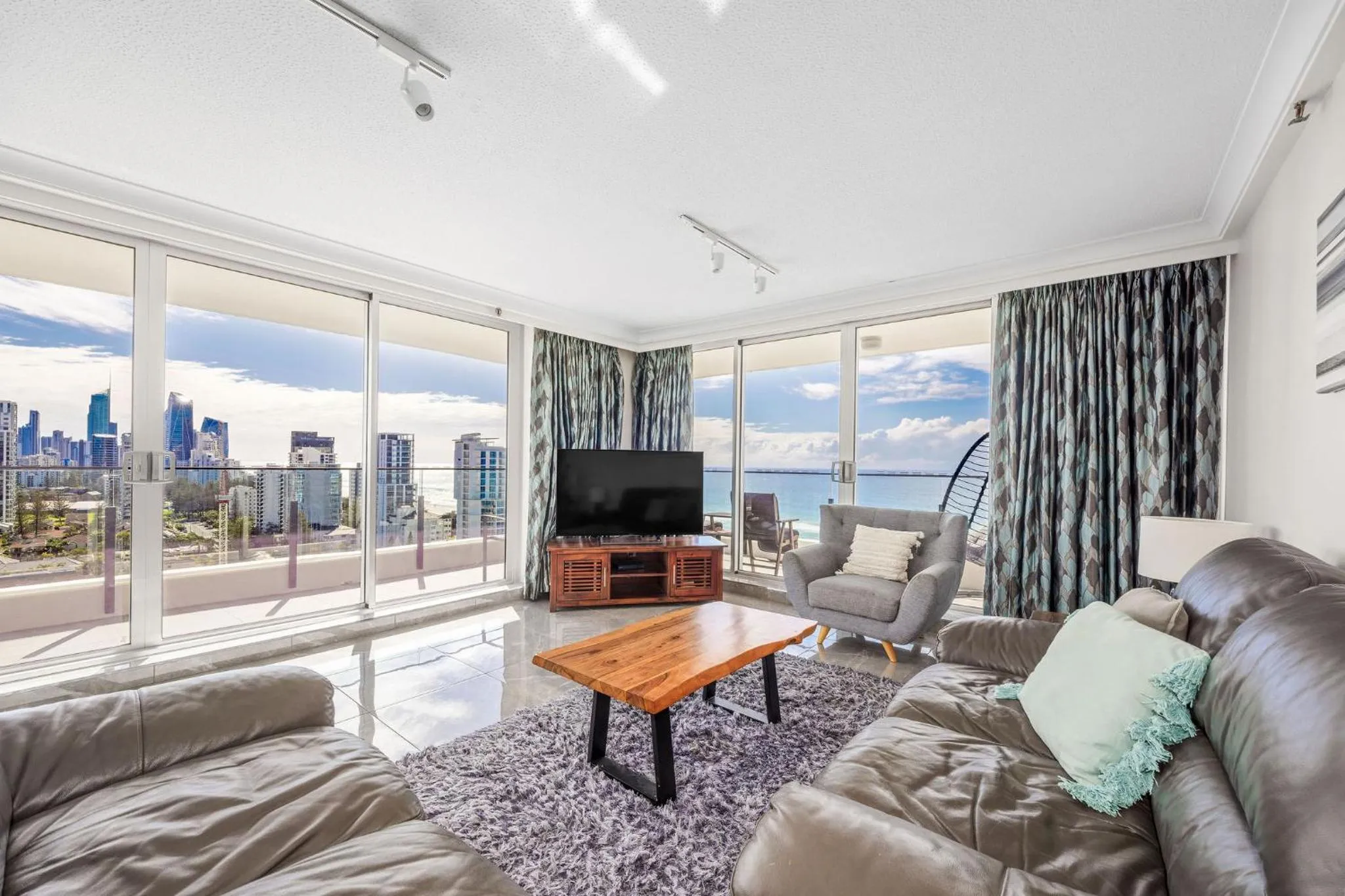 Living room in ULTIQA Beach Haven on Broadbeach