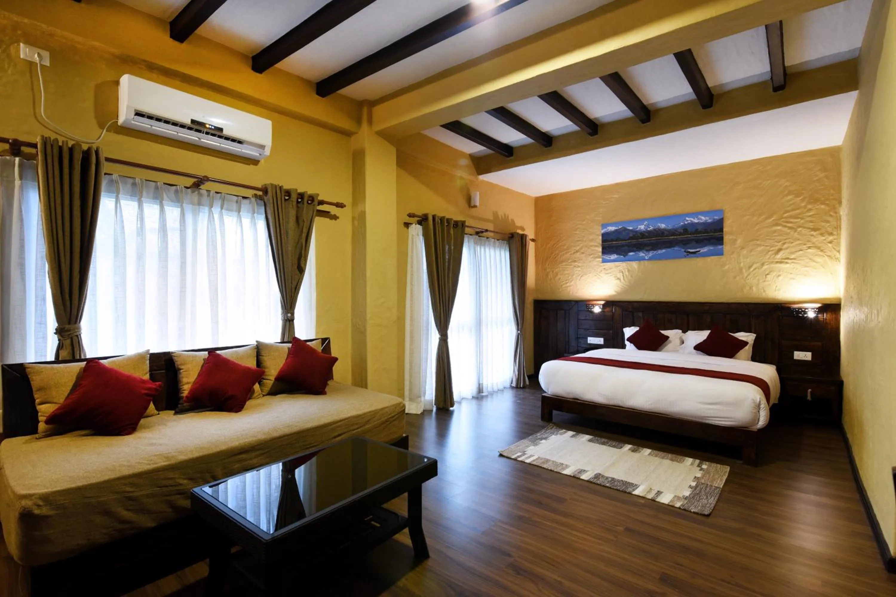 Bed in Pokhara Boutique Hotel