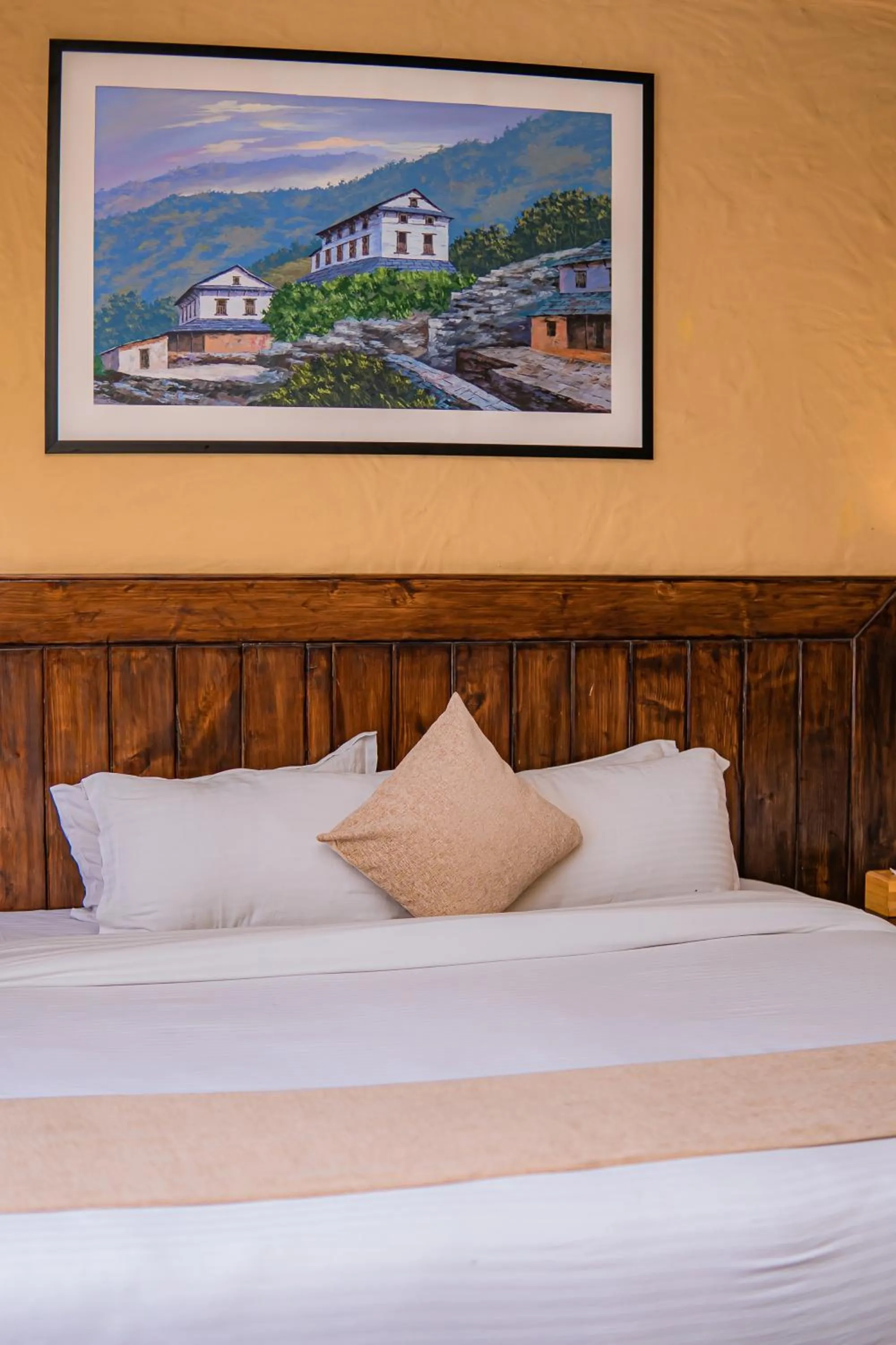 Bed in Pokhara Boutique Hotel