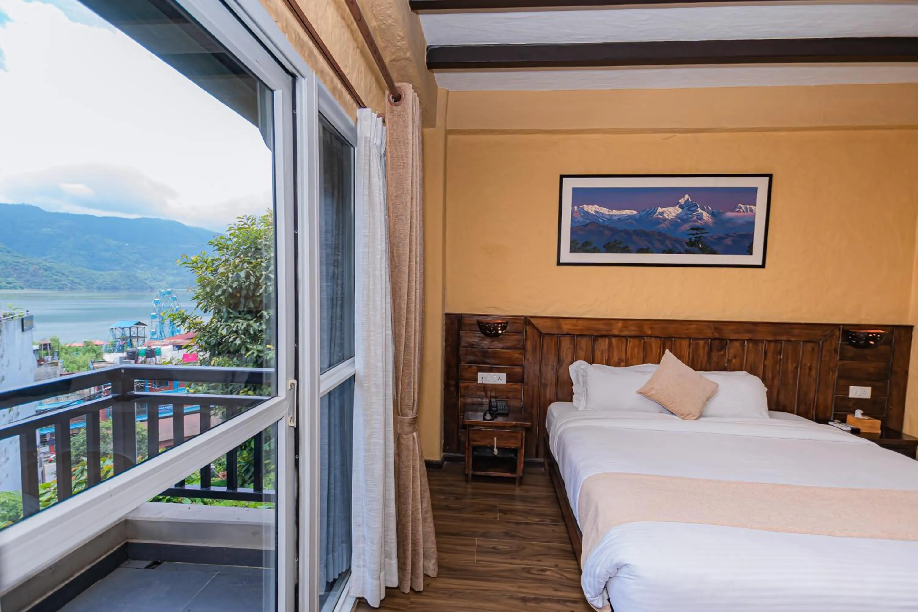 Natural landscape, Bed in Pokhara Boutique Hotel