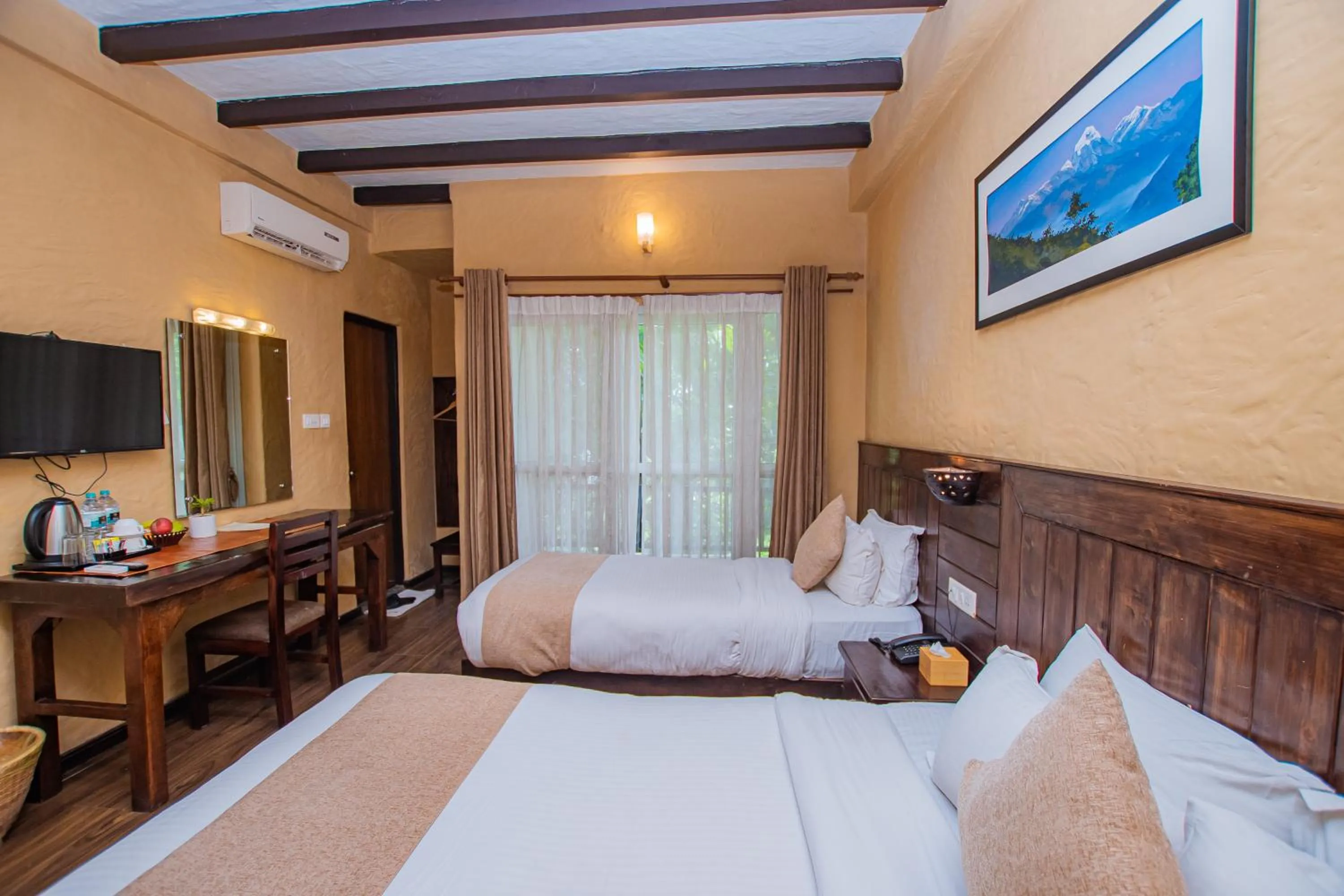 Bed in Pokhara Boutique Hotel