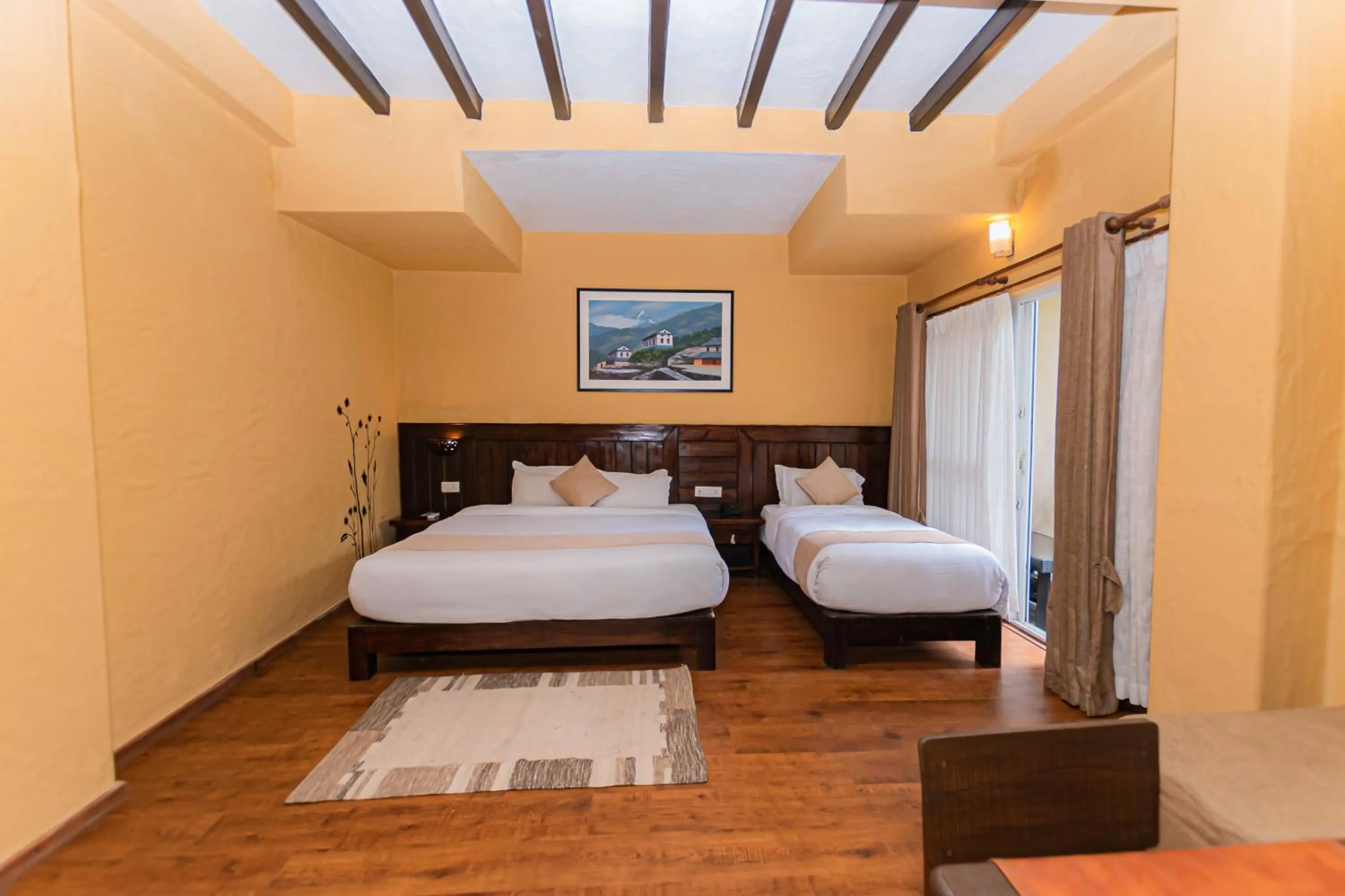 Bed in Pokhara Boutique Hotel