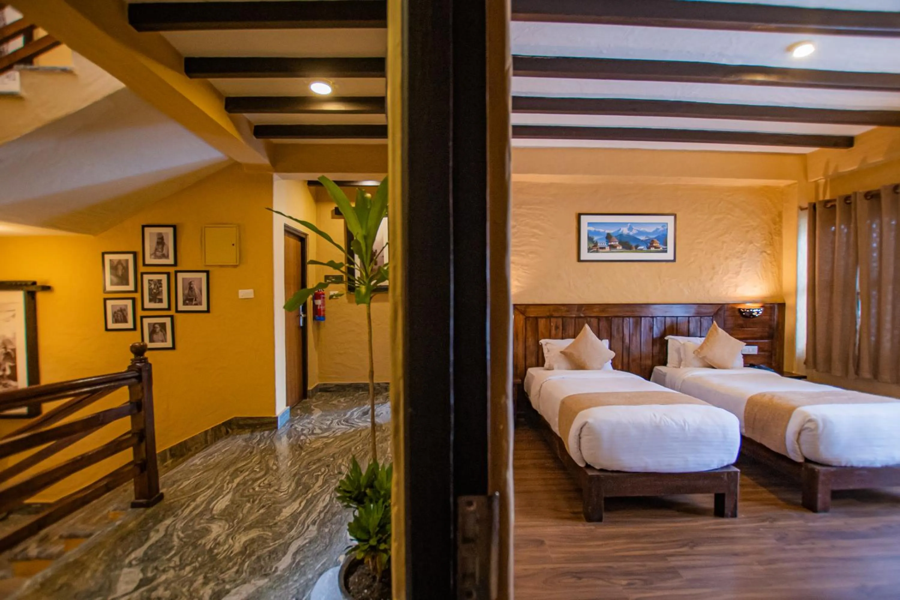 Bed in Pokhara Boutique Hotel