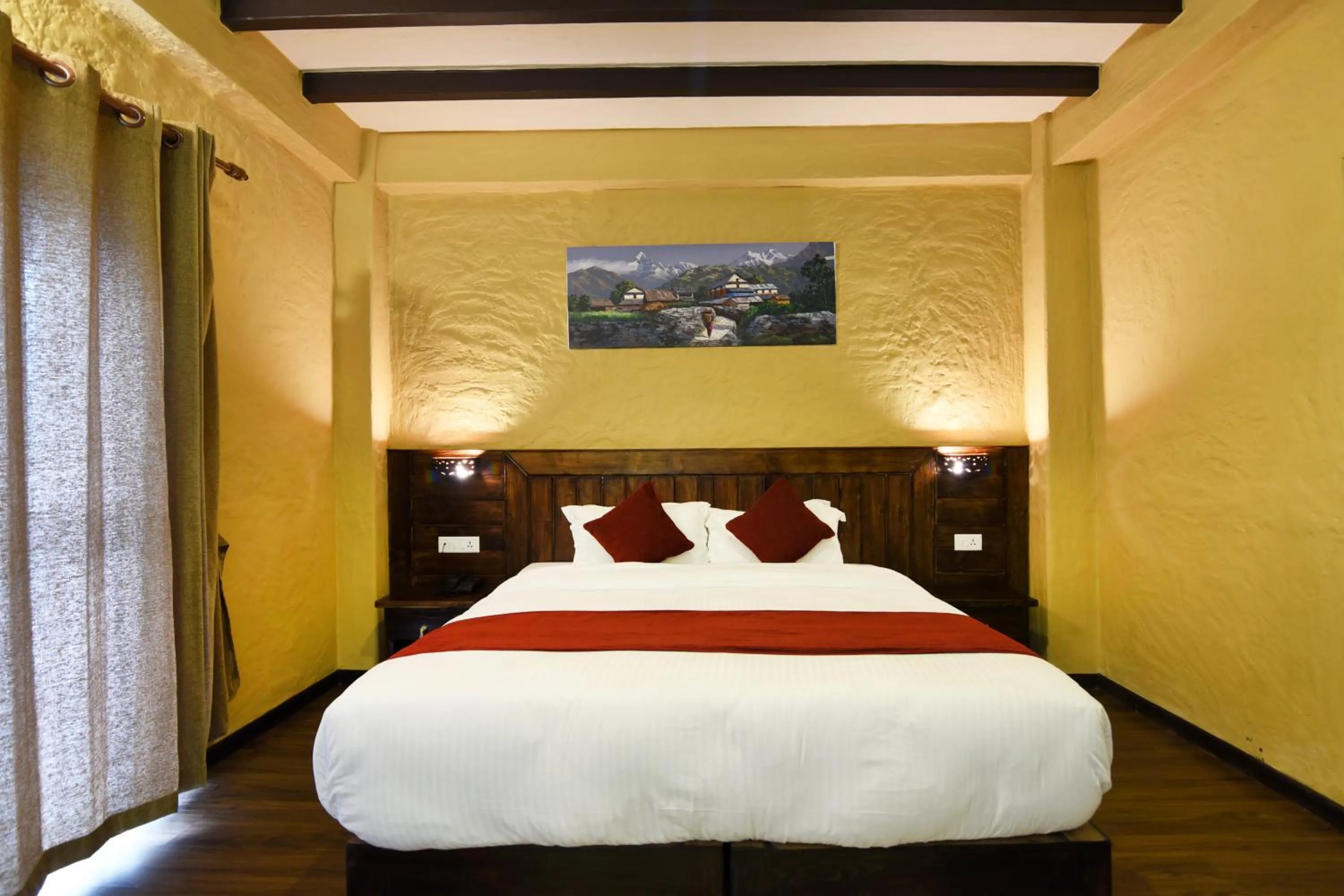 Bed in Pokhara Boutique Hotel