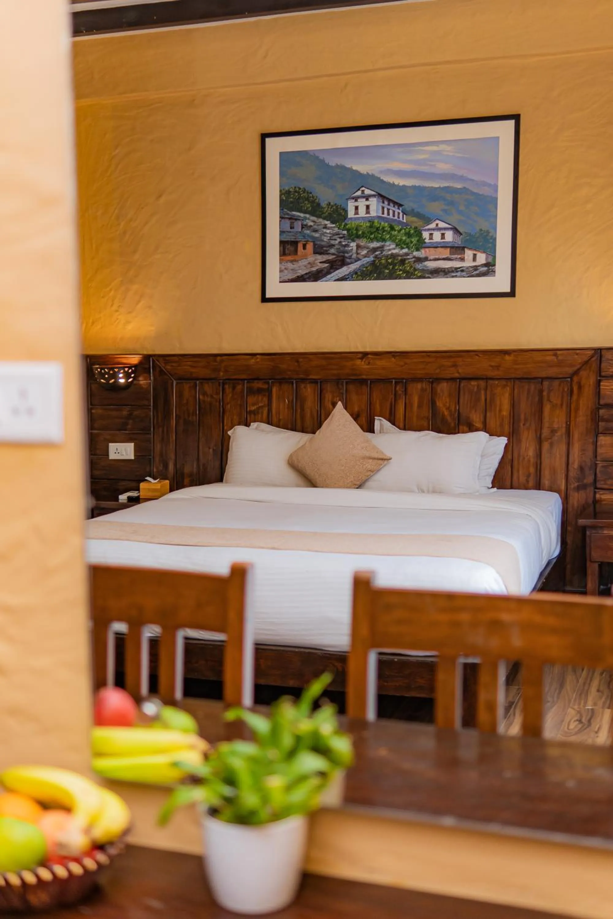 Bed in Pokhara Boutique Hotel