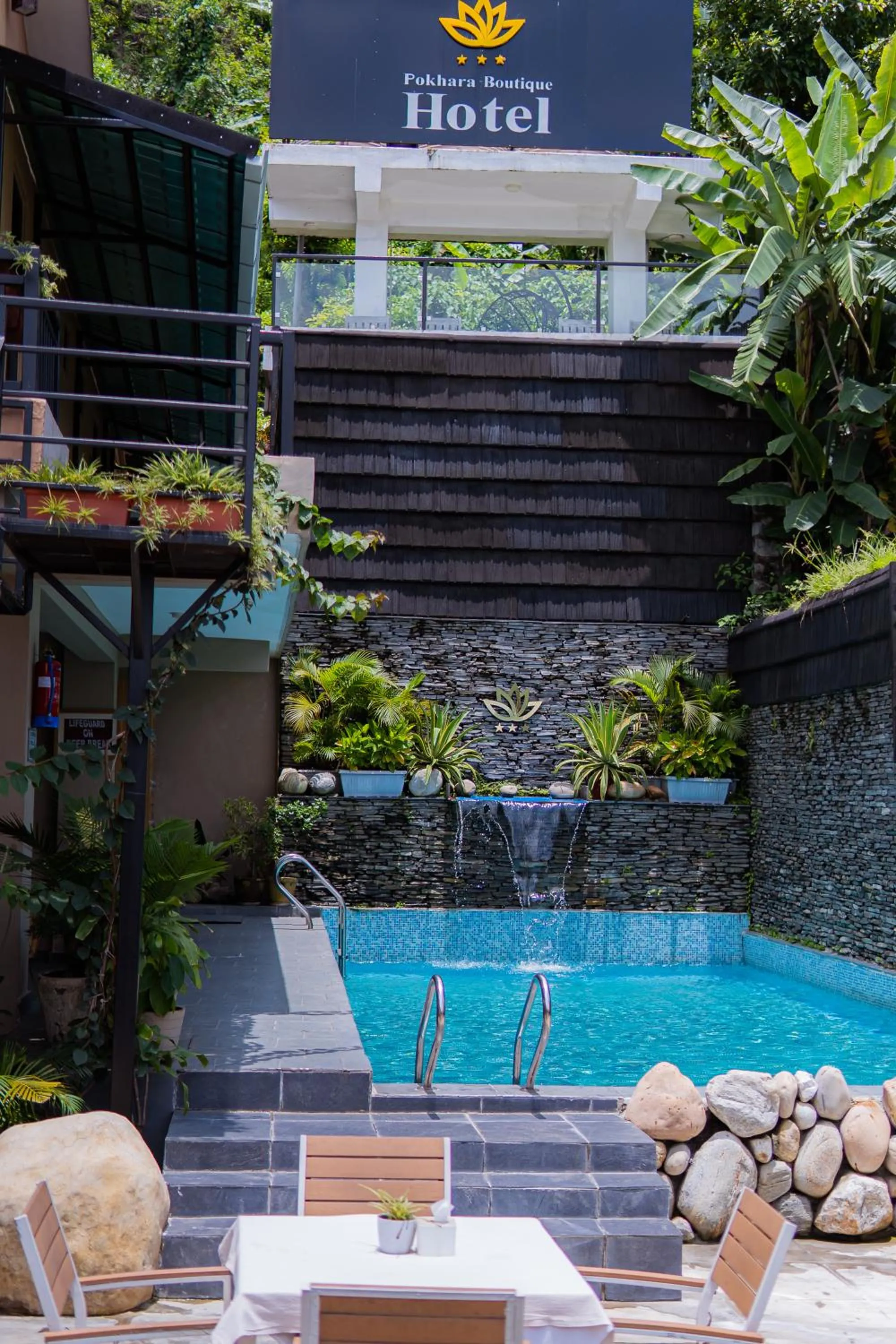 Pool view in Pokhara Boutique Hotel