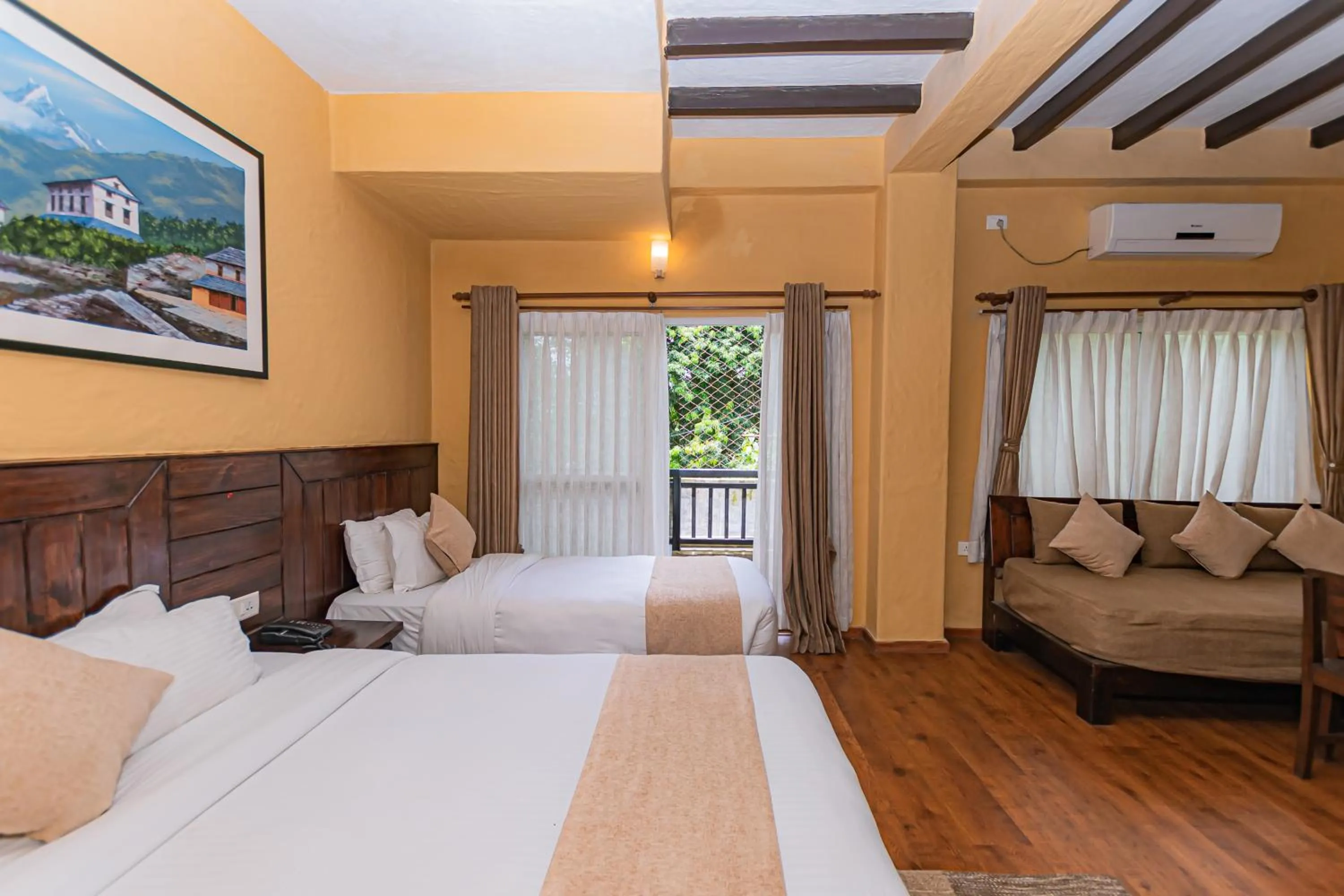Bed in Pokhara Boutique Hotel