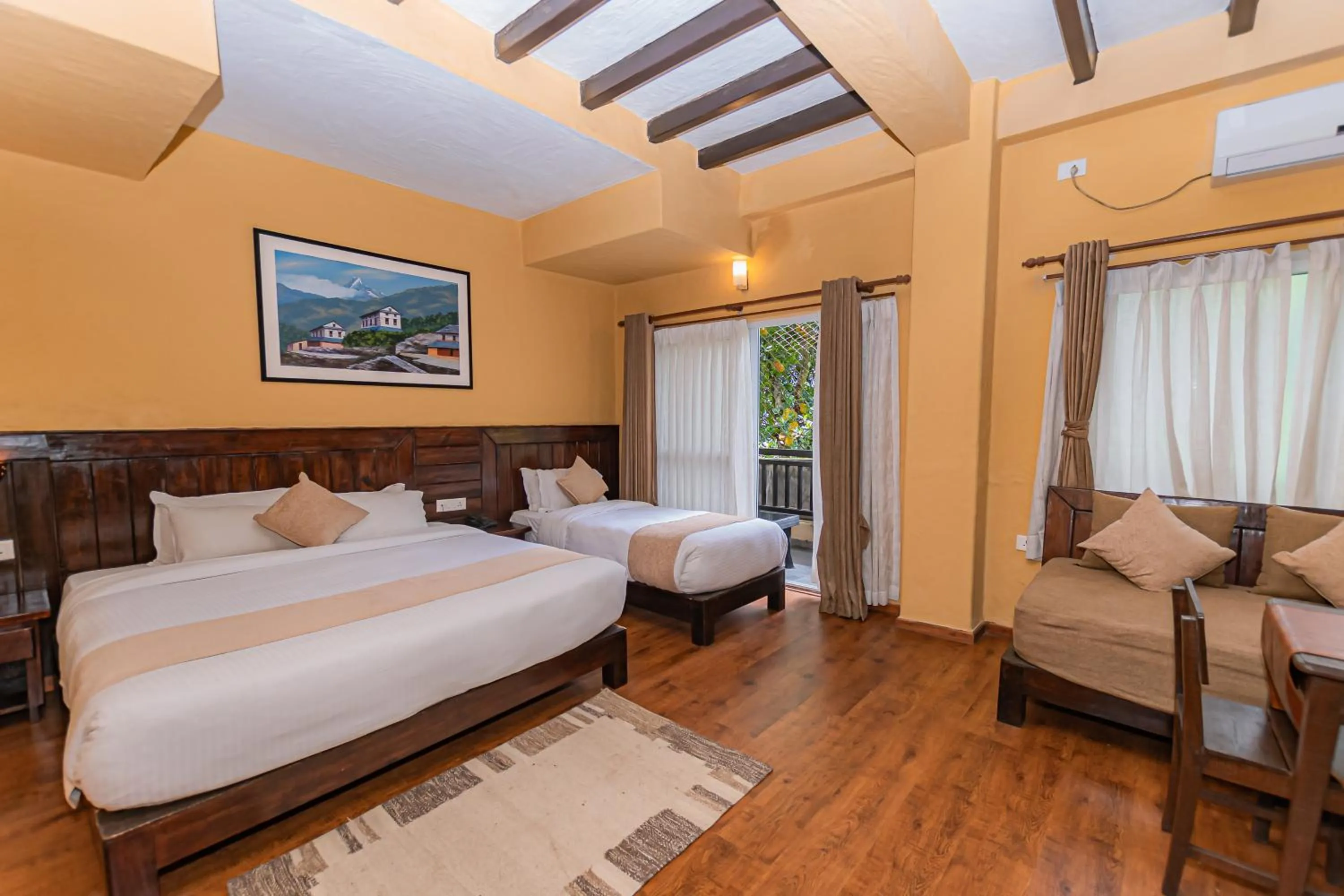 Bed in Pokhara Boutique Hotel