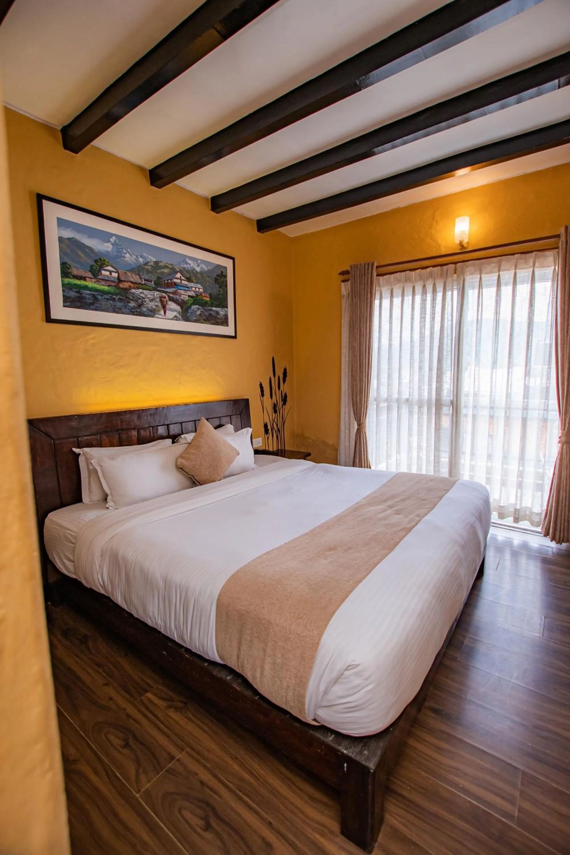 Bed in Pokhara Boutique Hotel