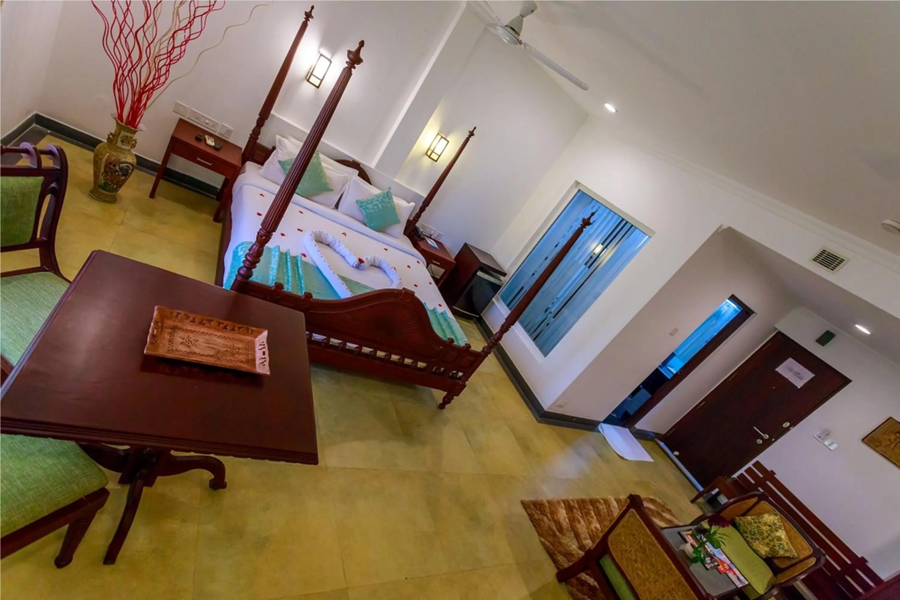 Bedroom, Bed in Green Fields Kumarakom