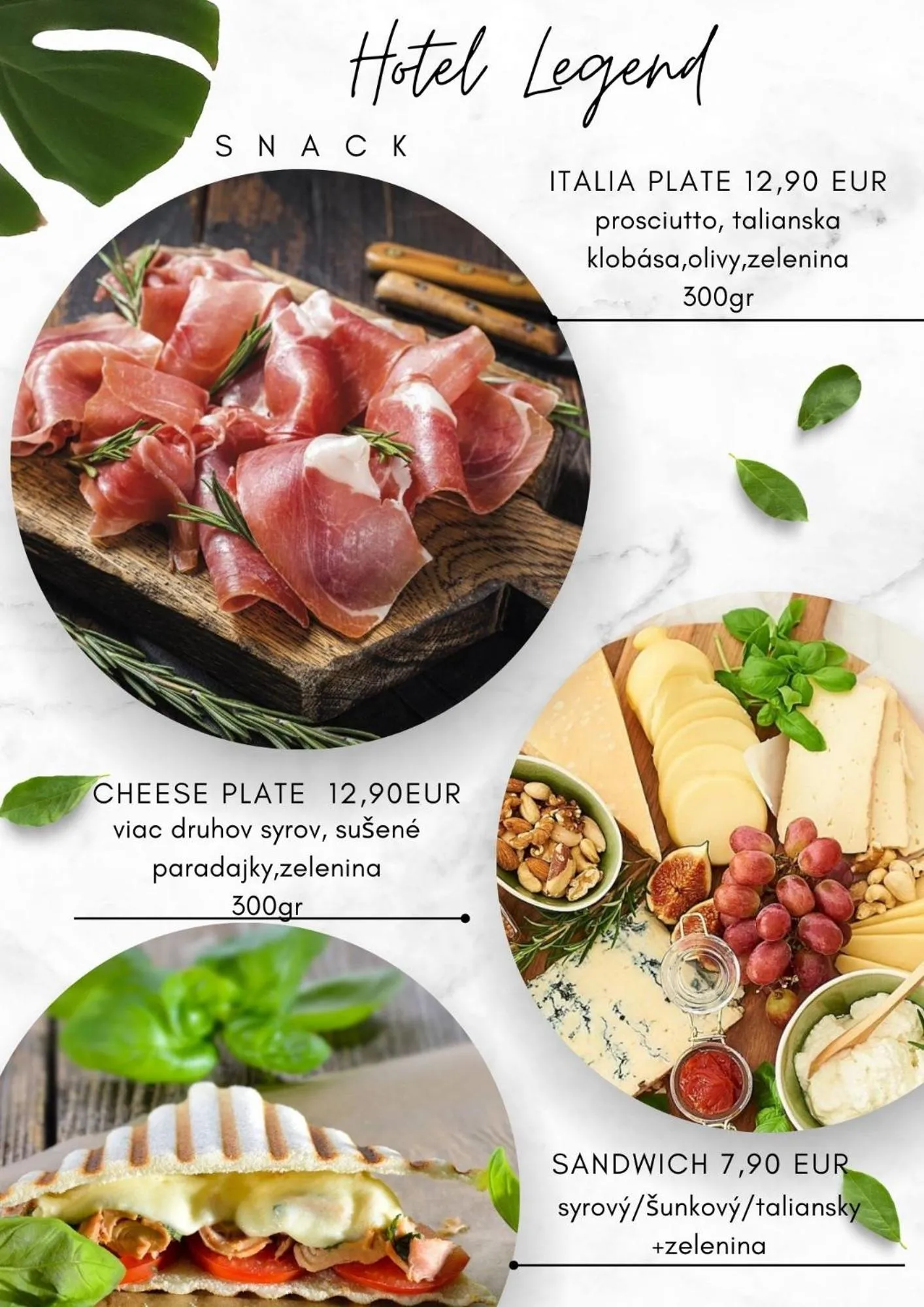 Food and drinks in Hotel Legend