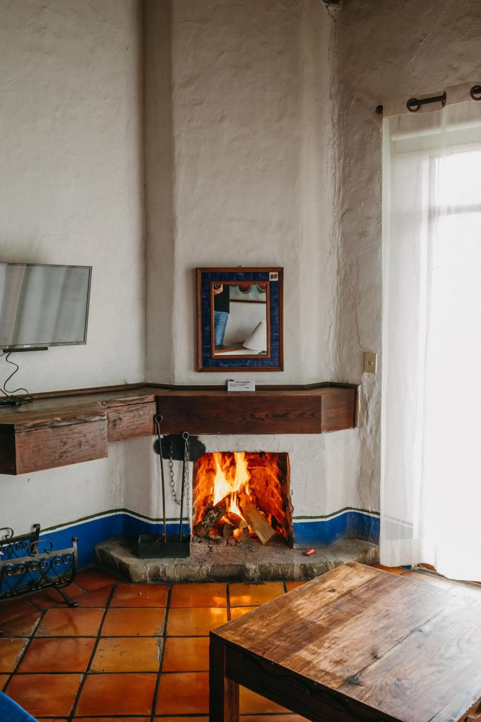 fireplace in Tapalpa Country Club Hotel