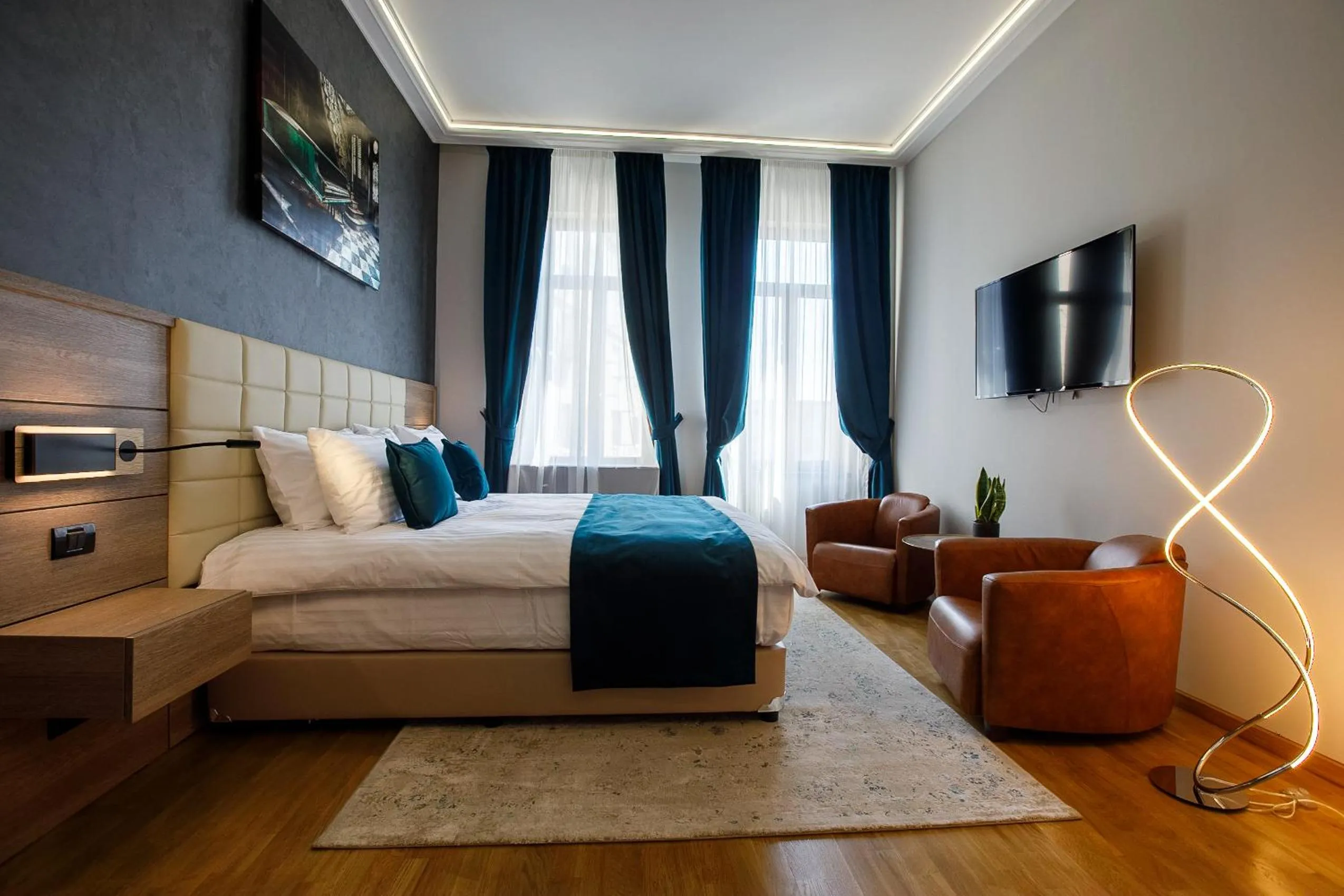 Seating area, Bed in Casa Hrisicos