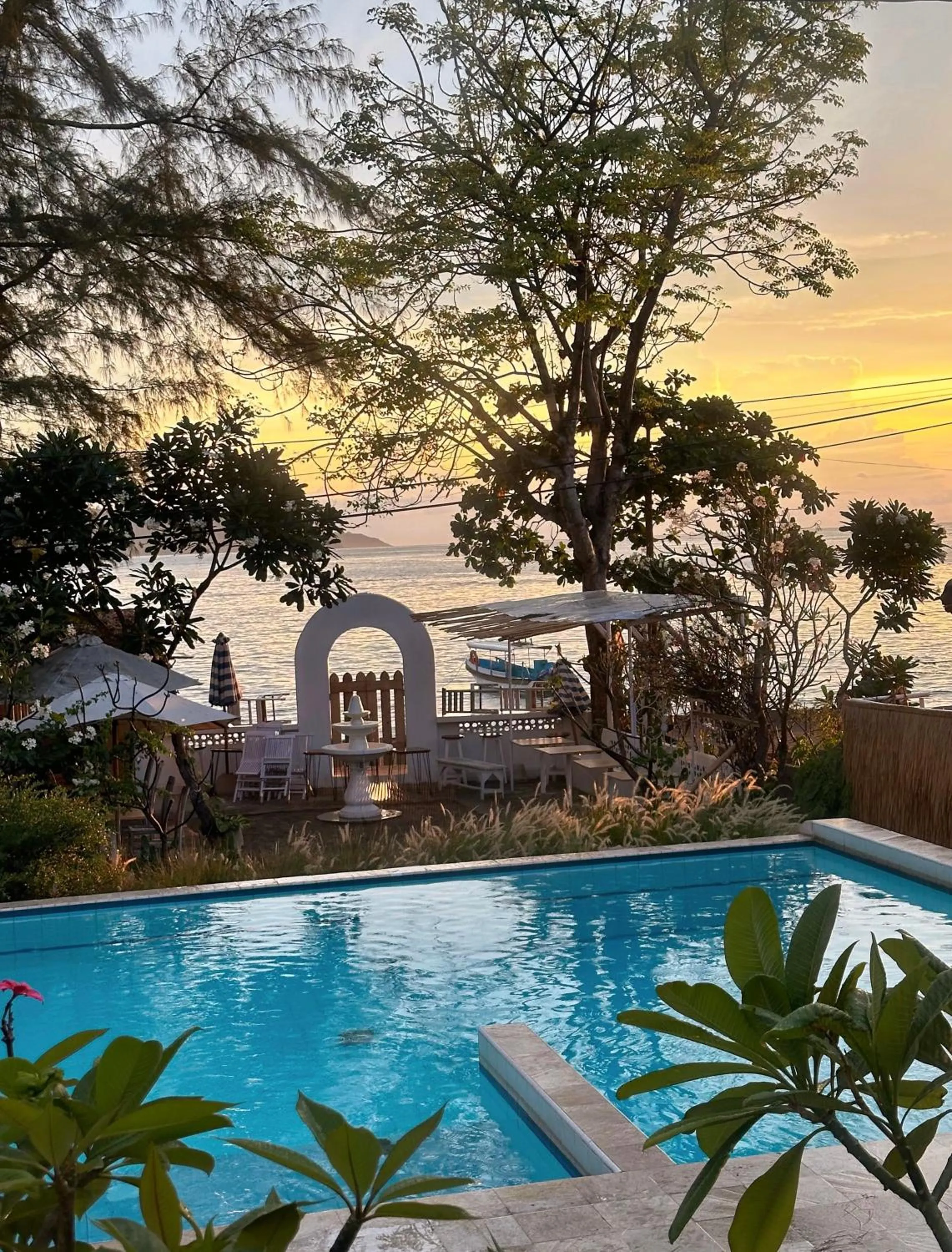 Pool view in 7SEAS Cottages