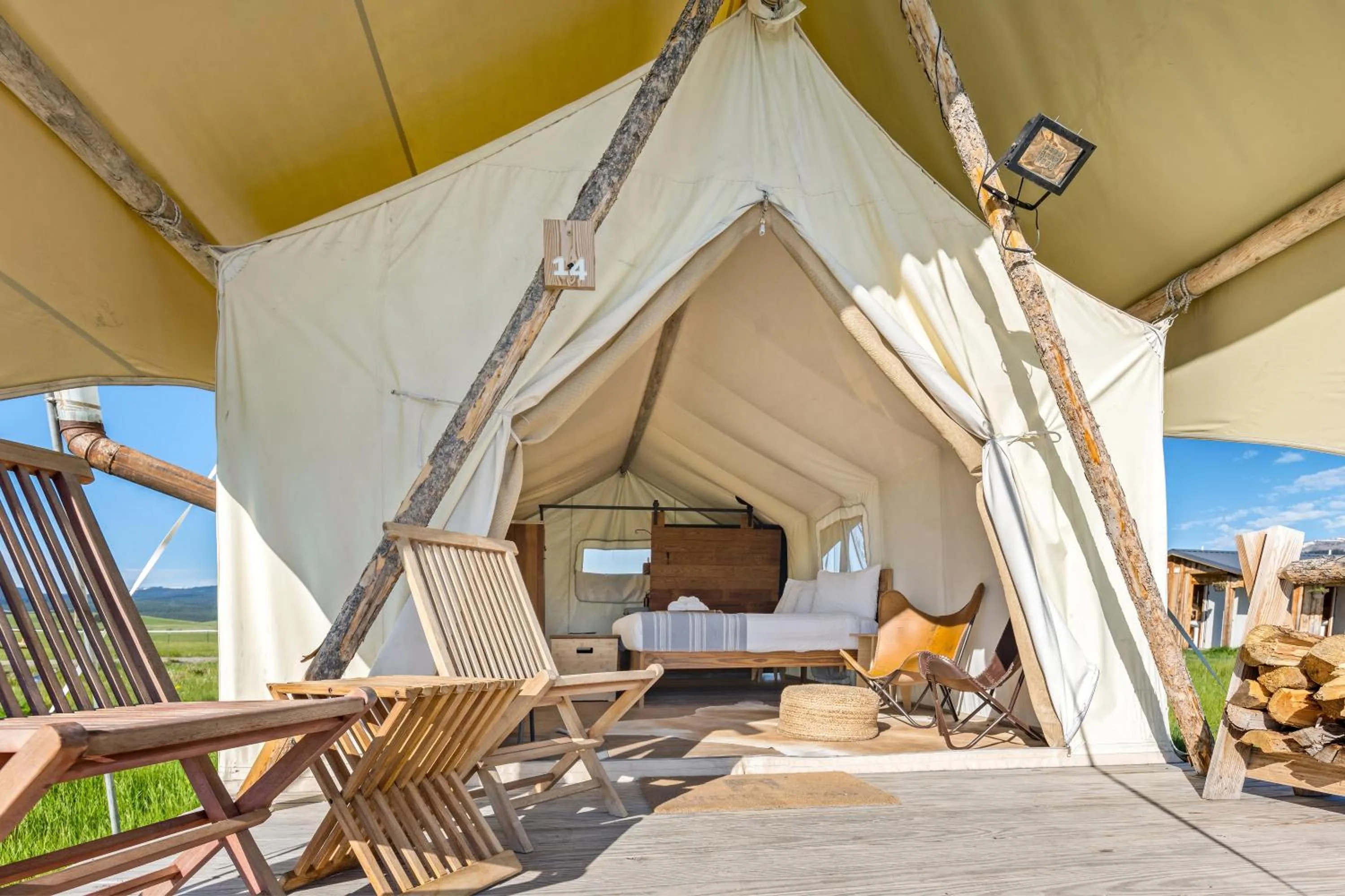 Bedroom in Under Canvas West Yellowstone