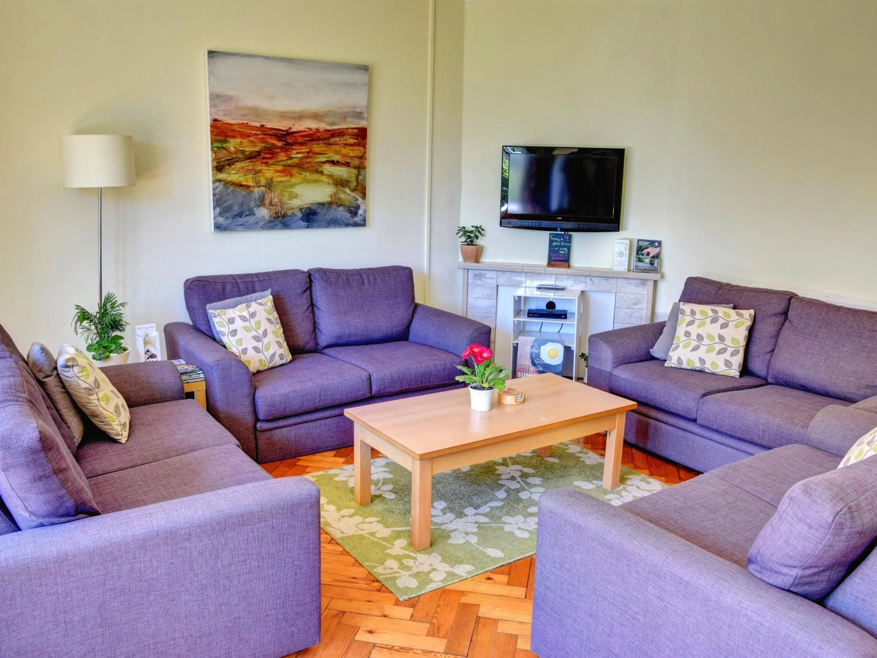 Seating area in YHA Beer