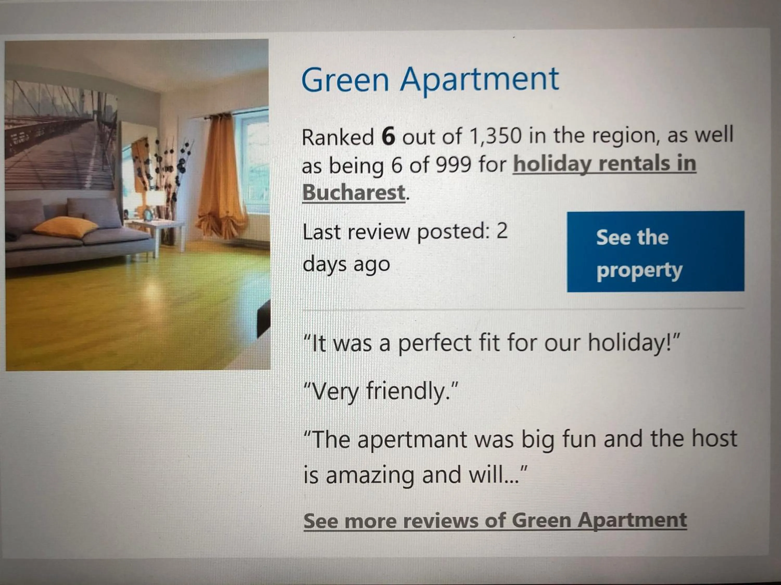 Certificate/Award in Green Apartment 59