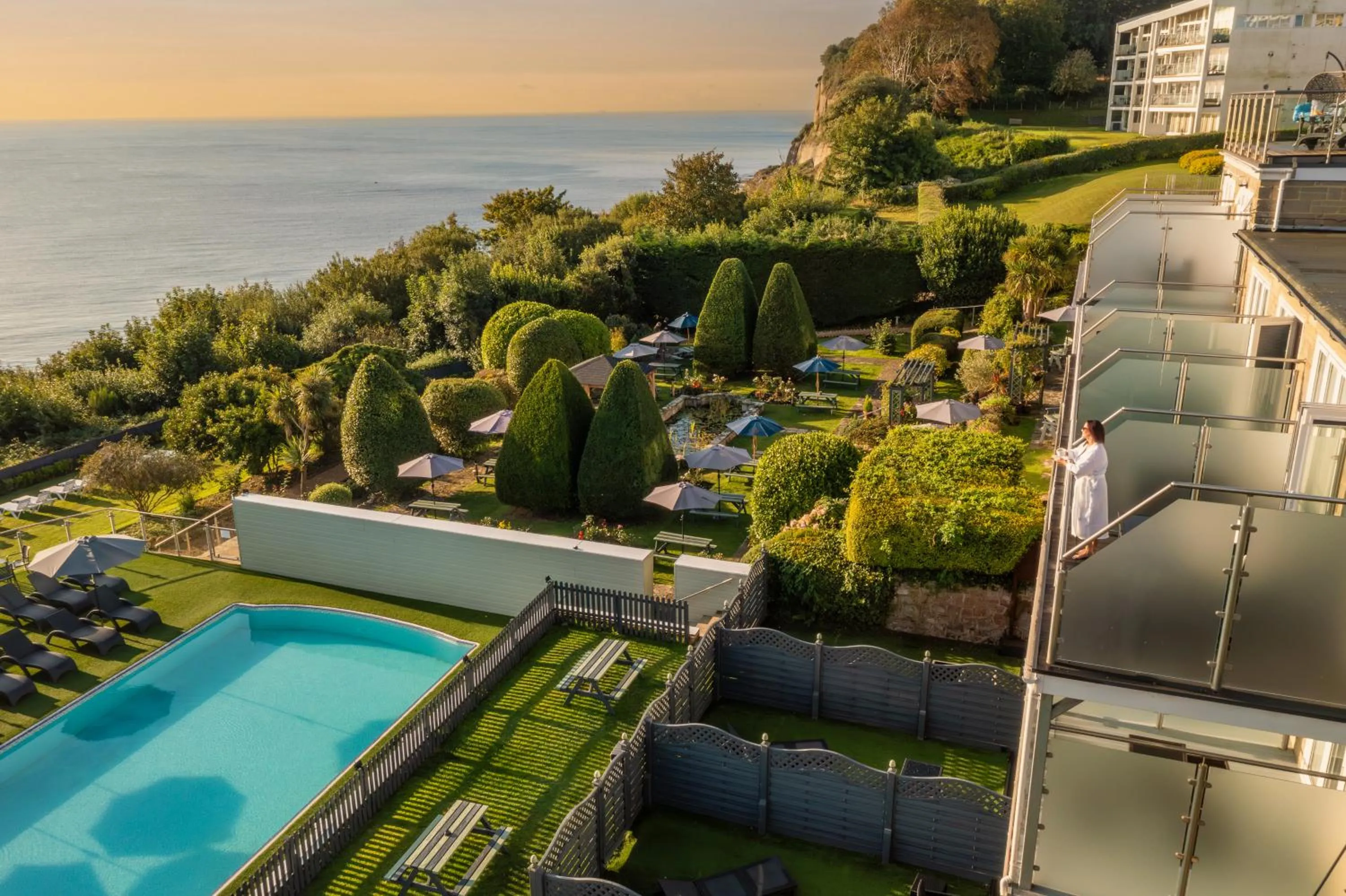 Pool view in Luccombe Hall Hotel