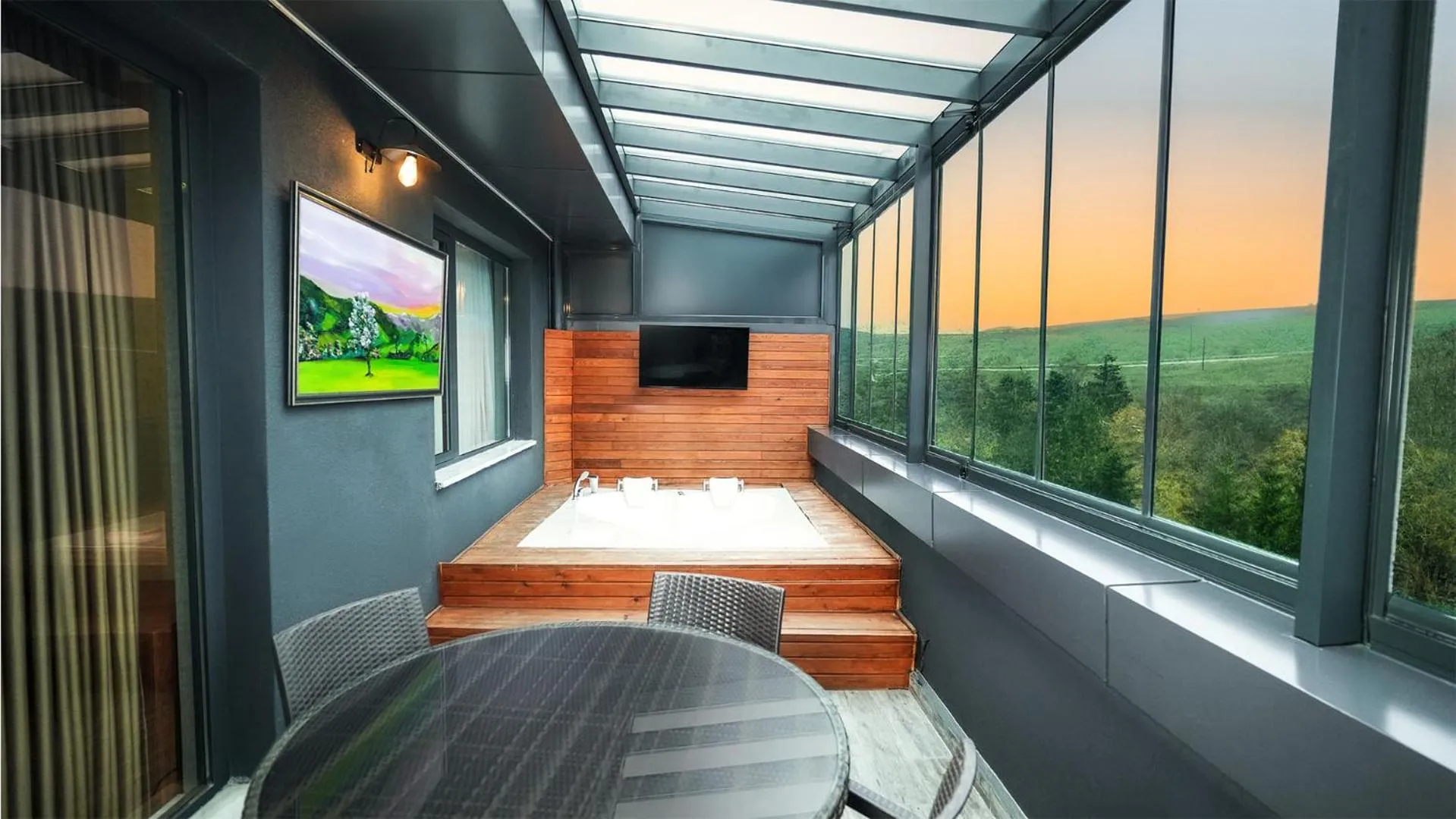 Balcony/Terrace, Bed in Hilas Thermal Resort Spa & Aquapark