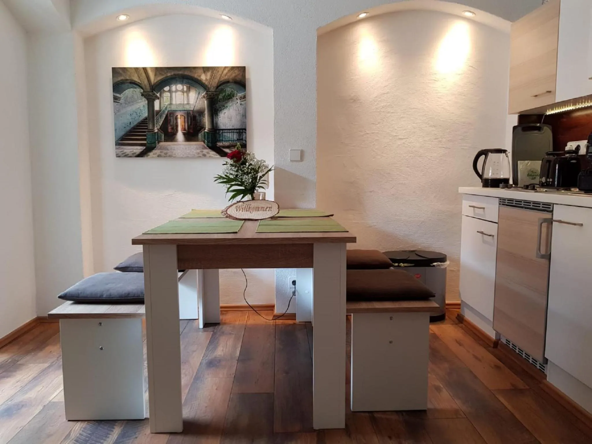 Kitchen or kitchenette in Lindes Ferienwohnung