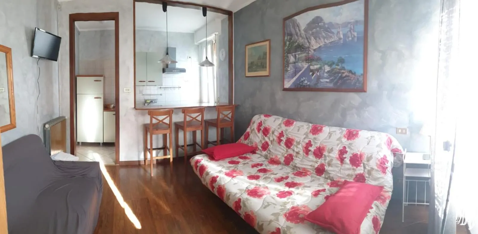 Living room, Bed in hotel Bologna