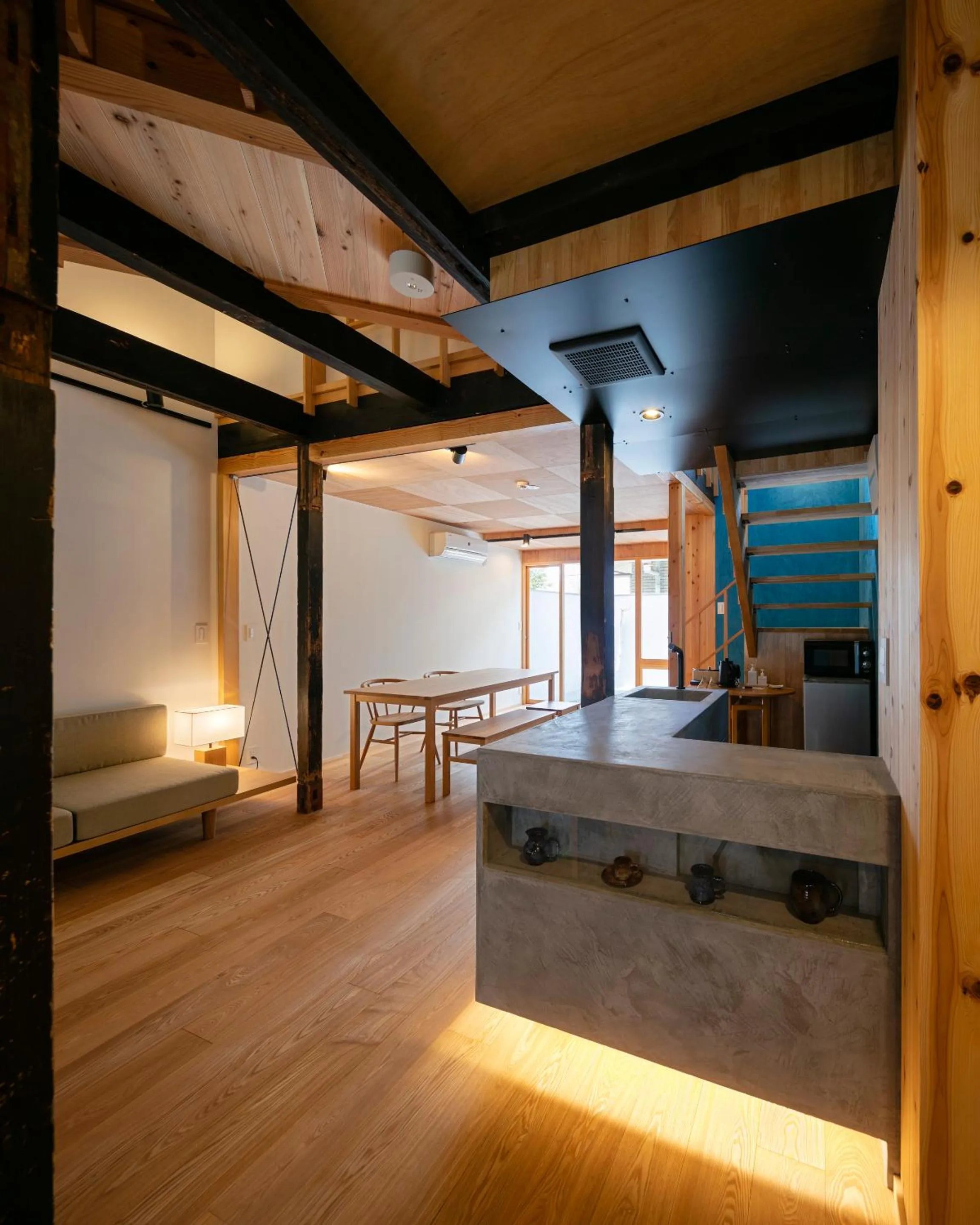 Kitchen or kitchenette, Bed in Machiya Hotel YANAGI